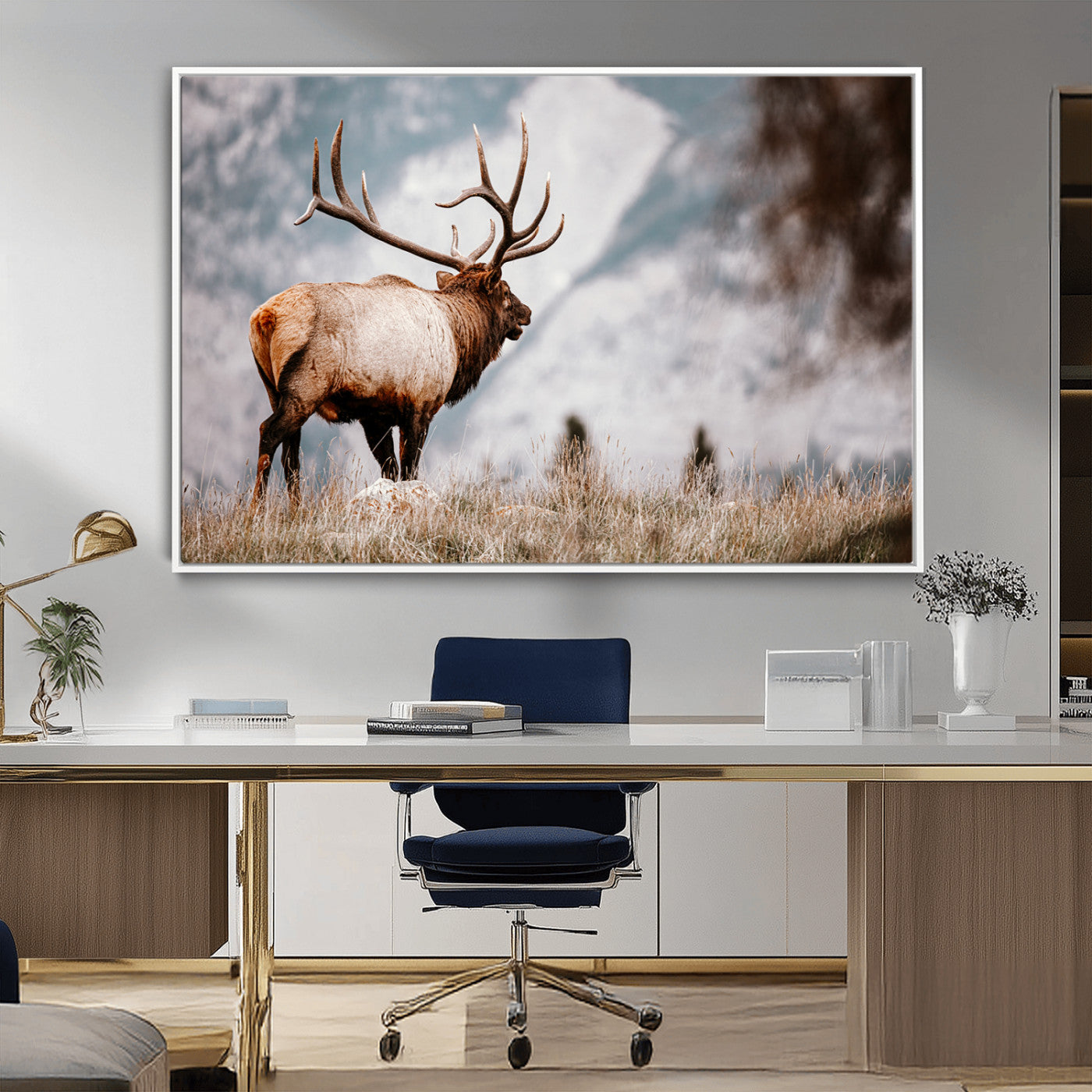 Elk Photography Wall Art Canvas Print – Framed Mountain