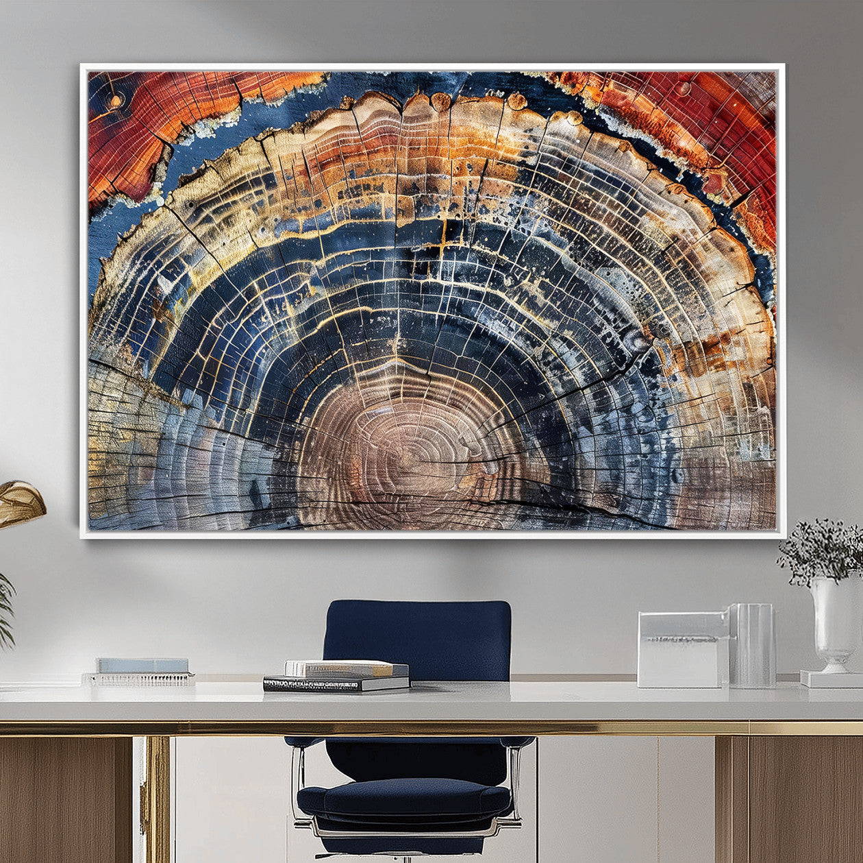 Tree Rings Wall Art Canvas Print – Framed Wood Art Picture