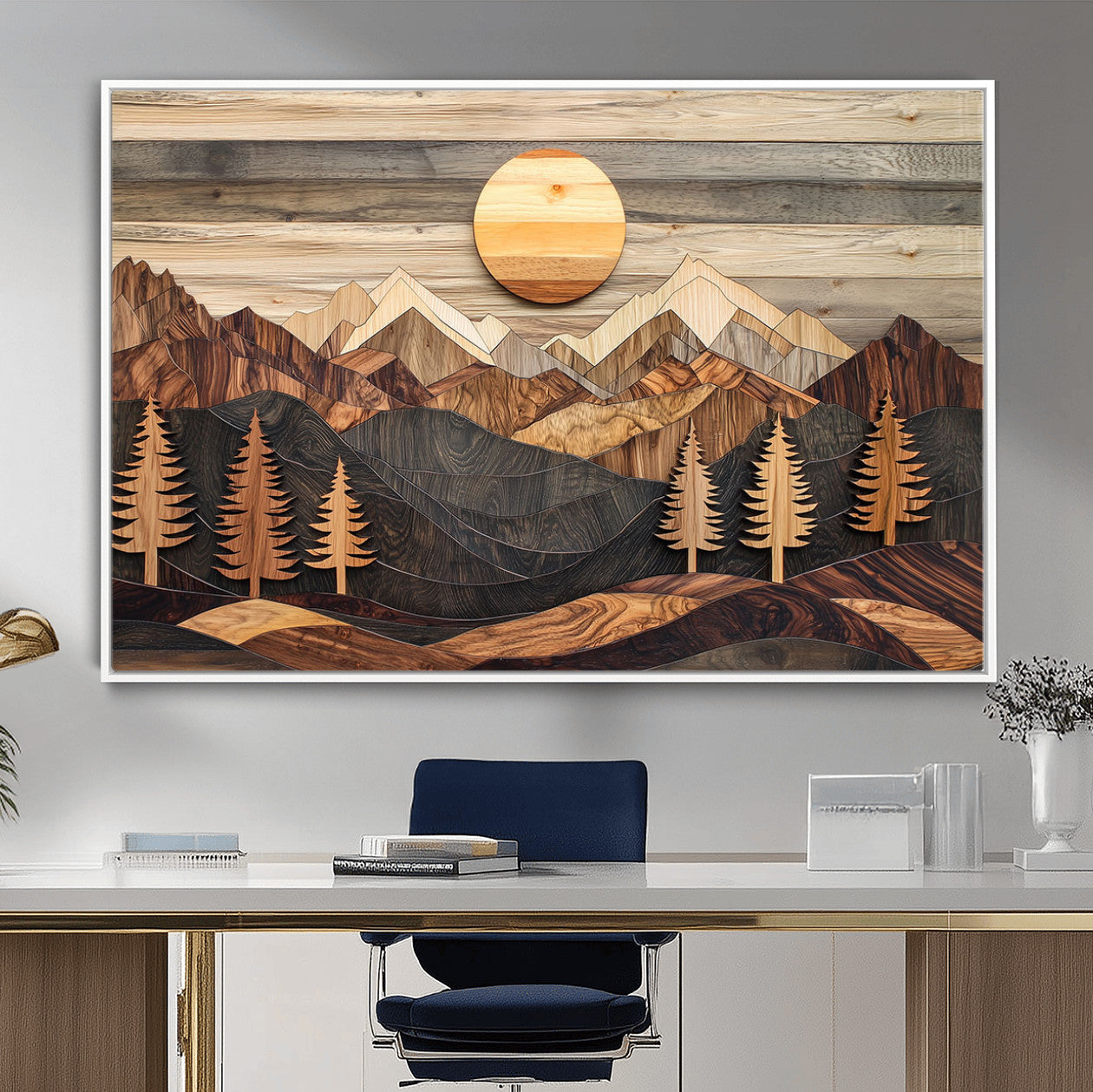 Wood Mountain Wall Art Canvas Print – Layered Forest and