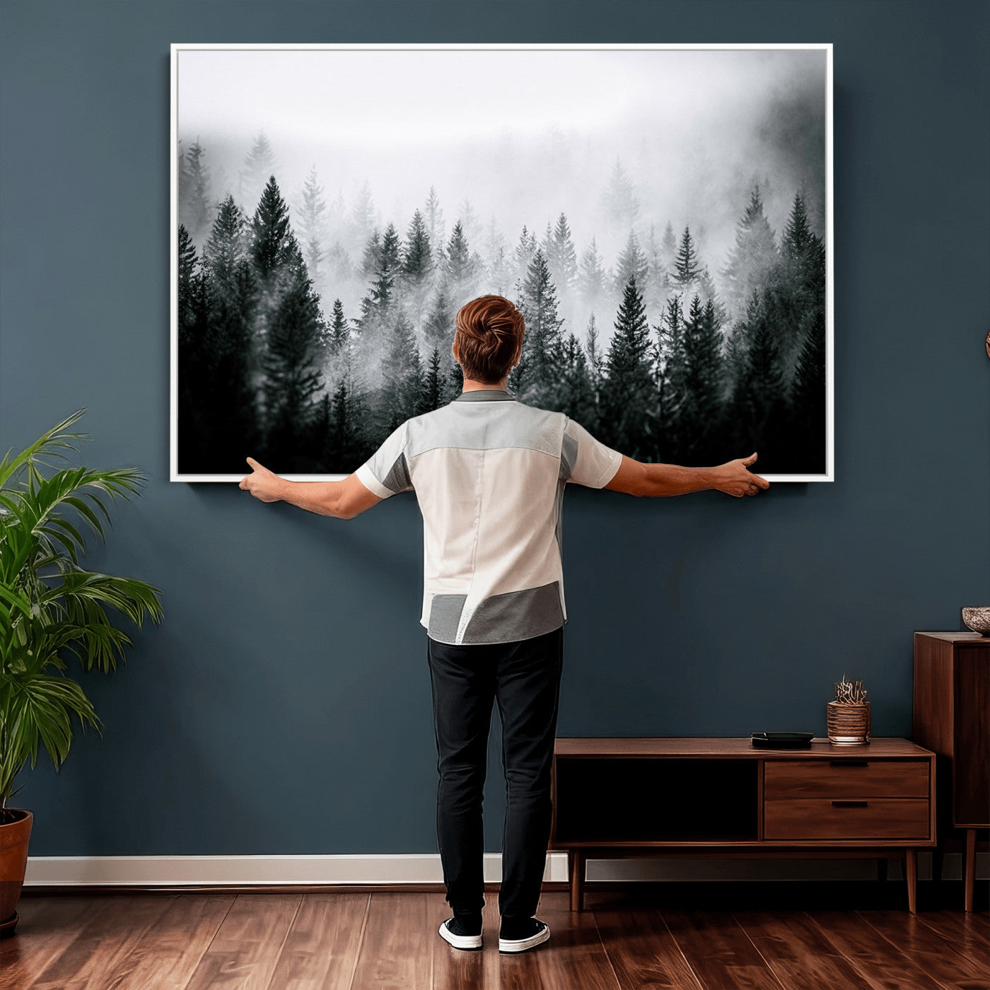 Foggy Forest Wall Art Canvas Print – Mountain Woodland