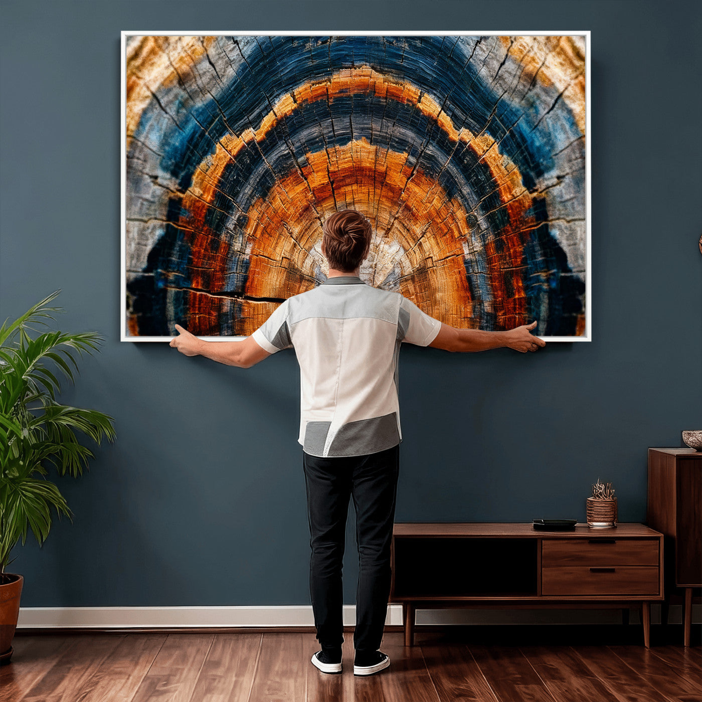 Abstract Wood Grain Canvas Print, Tree Ring Pattern Wall
