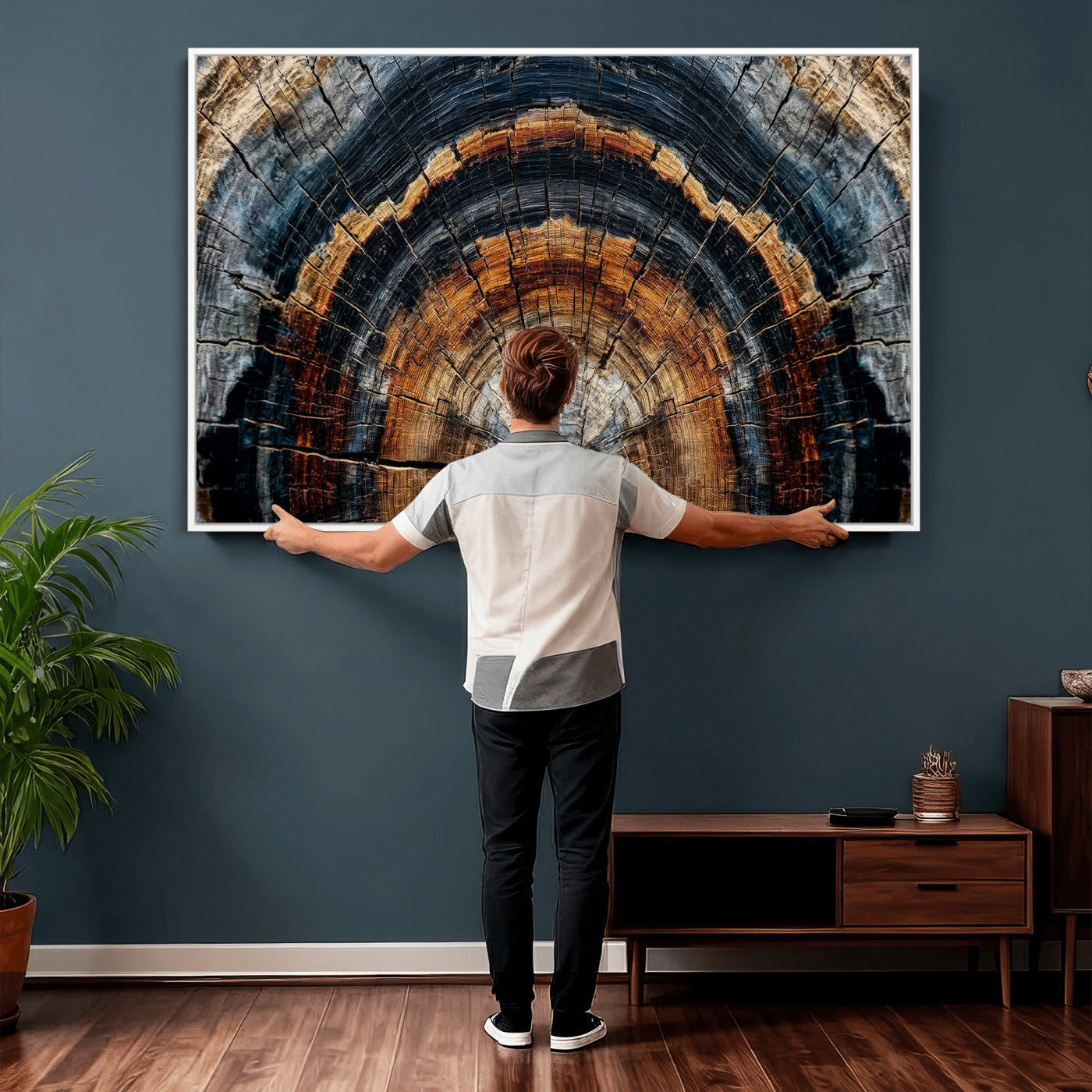 Abstract Wood Grain Canvas Print, Tree Ring Pattern Wall