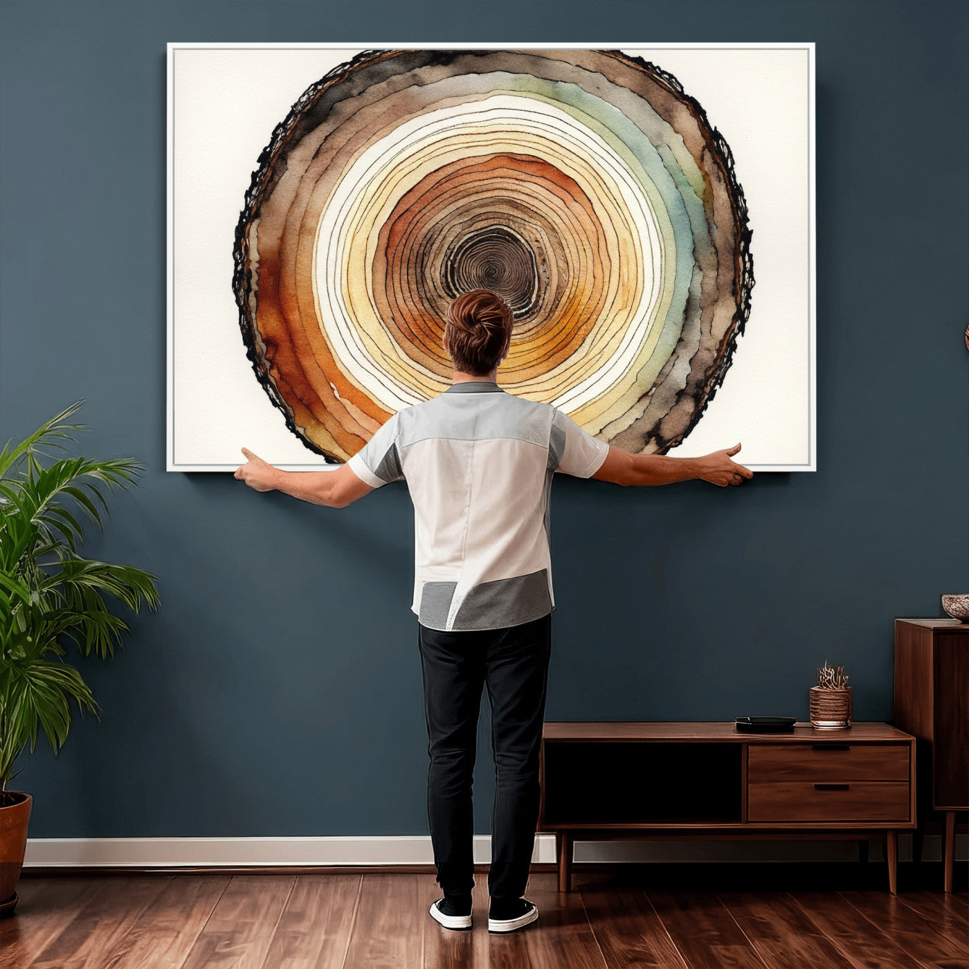 Natural Wood Slice Wall Art Canvas Print, Tree Ring Wall
