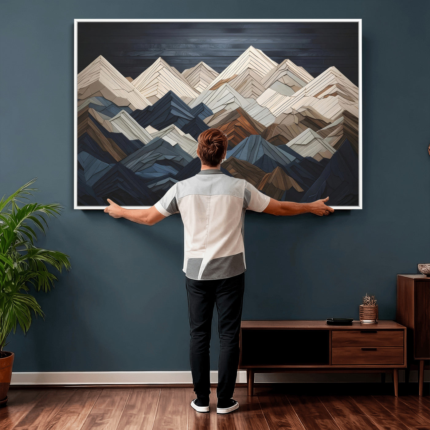 Wood Mountain Wall Art | Mountain Canvas Print Wood Decor |