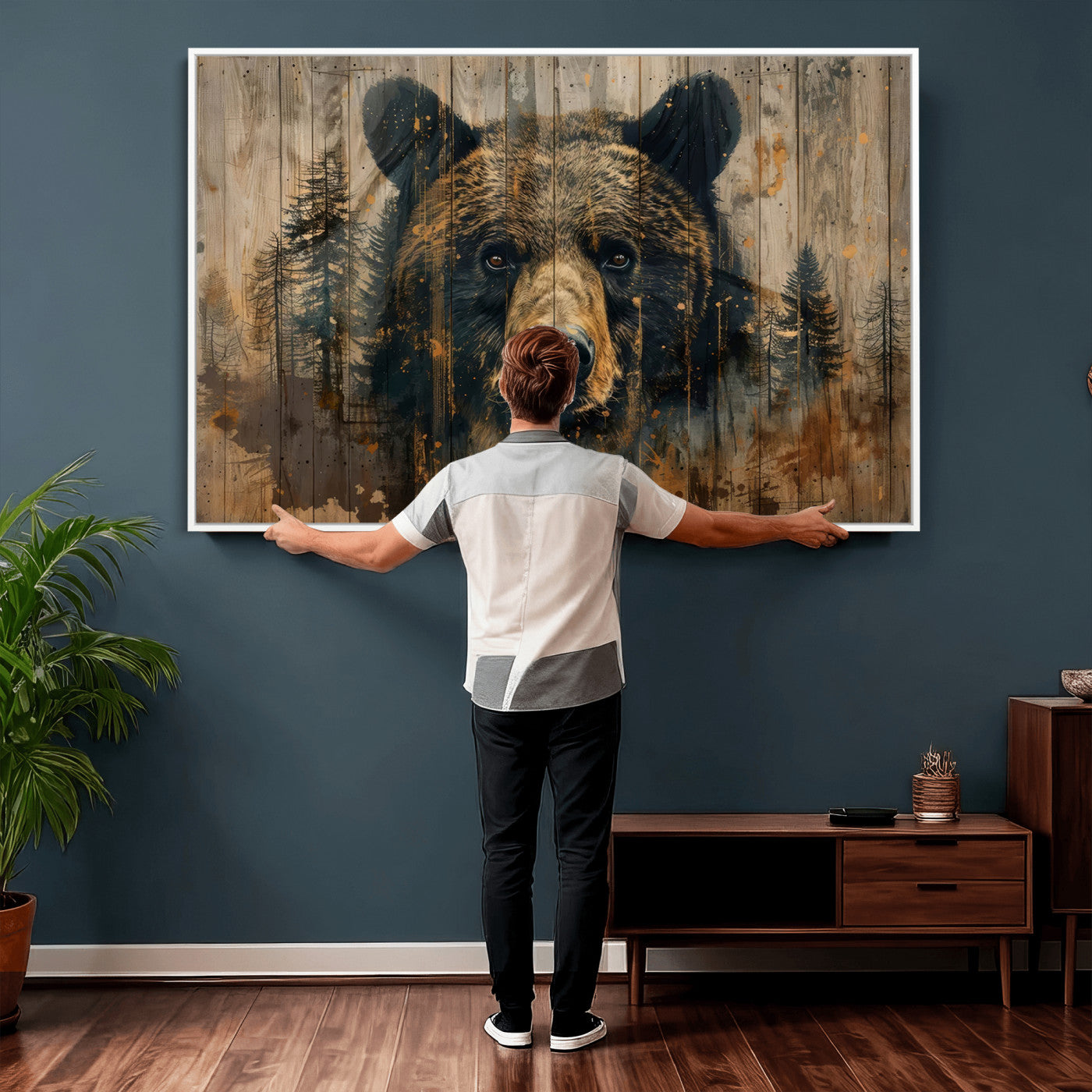 Abstract 399 Bear Wall Art | Rustic Cabin Wall Decor with