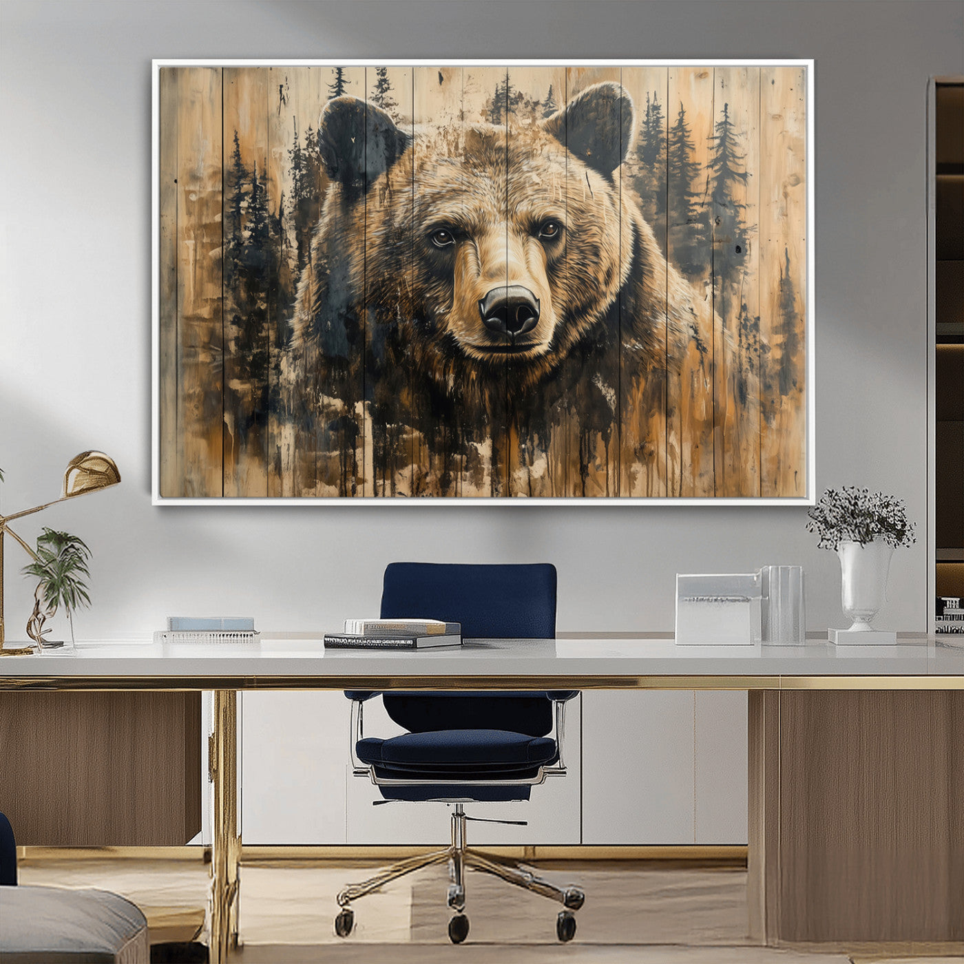 Majestic Grizzly 399 Bear Wall Art | 3-Panel Rustic Canvas