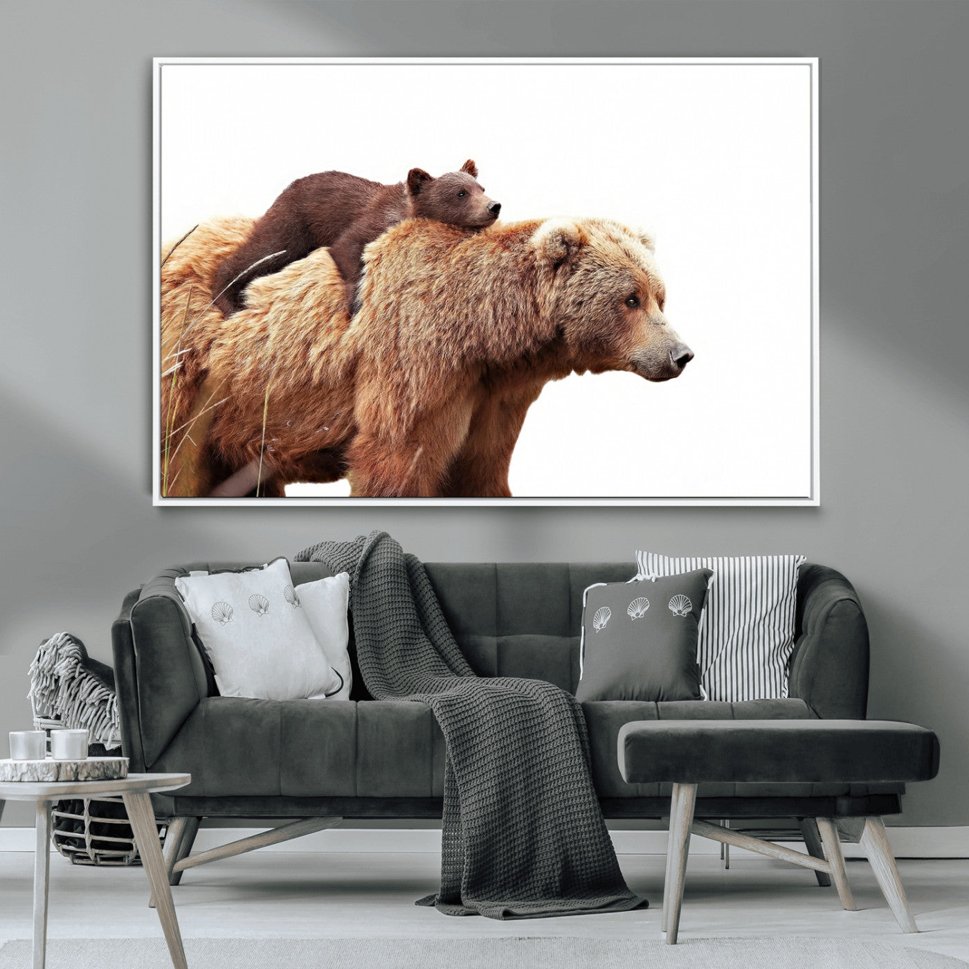 Mother and Baby Bear Canvas Wall Art - Adorable Wildlife