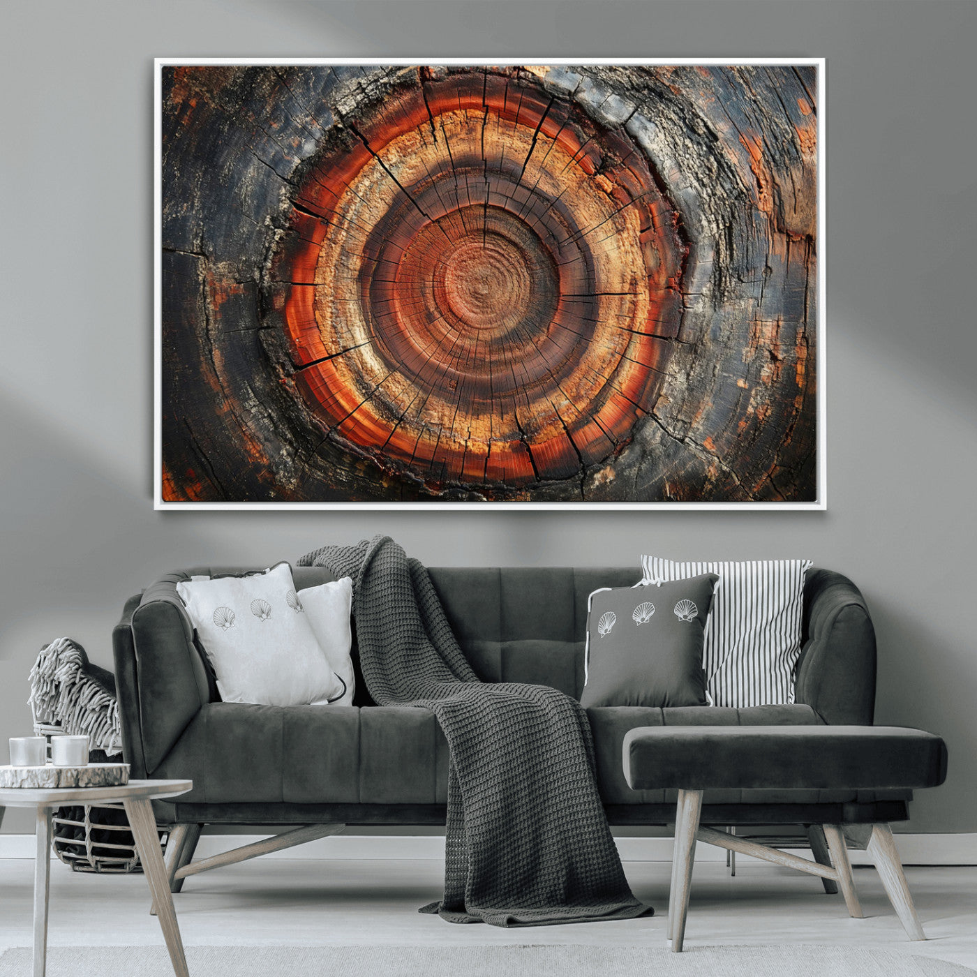 Wood Grain Canvas Wall Art - Framed Abstract Tree Ring