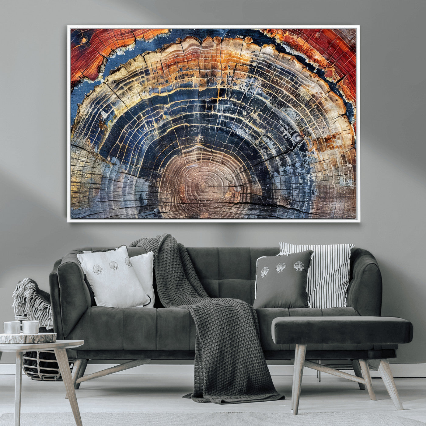 Tree Rings Wall Art Canvas Print – Framed Petrified Wood
