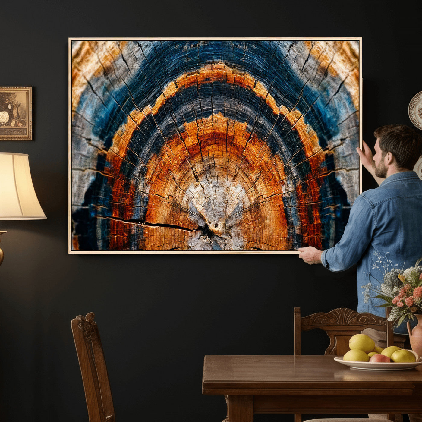 Abstract Wood Grain Canvas Print, Tree Ring Pattern Wall
