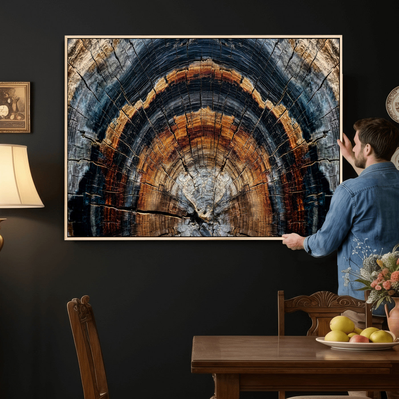 Abstract Wood Grain Canvas Print, Tree Ring Pattern Wall