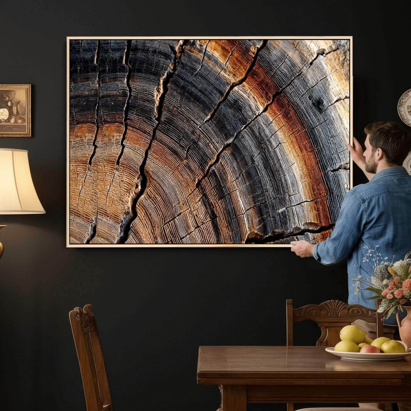 Abstract Tree Ring Wall Art Print – Natural Rustic Wood