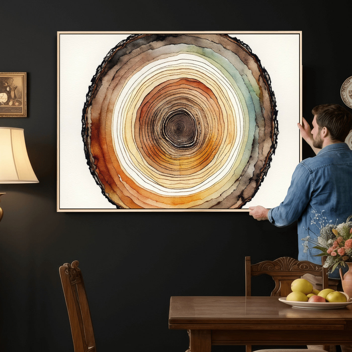 Natural Wood Slice Wall Art Canvas Print, Tree Ring Wall
