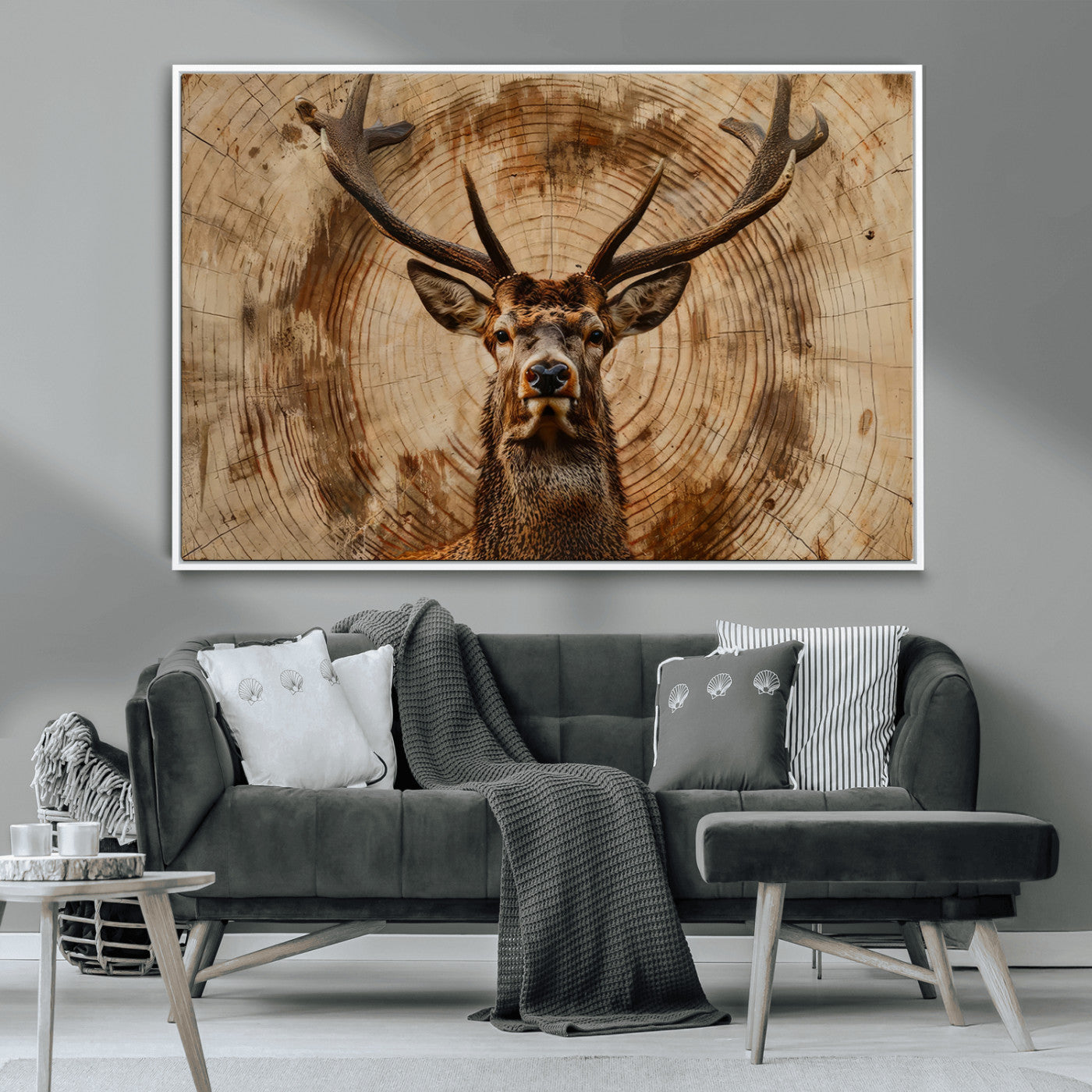 Wood Abstract Deer Wall Art | Rustic Wildlife Canvas Print |