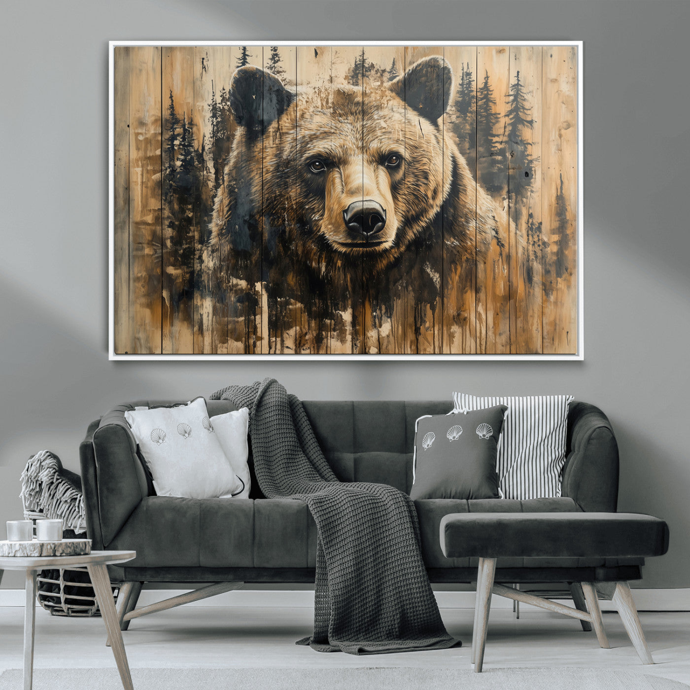 Majestic Grizzly 399 Bear Wall Art | 3-Panel Rustic Canvas