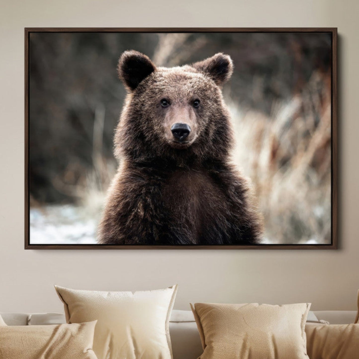Brown Bear Wall Art Canvas Print – Framed Majestic Woodland
