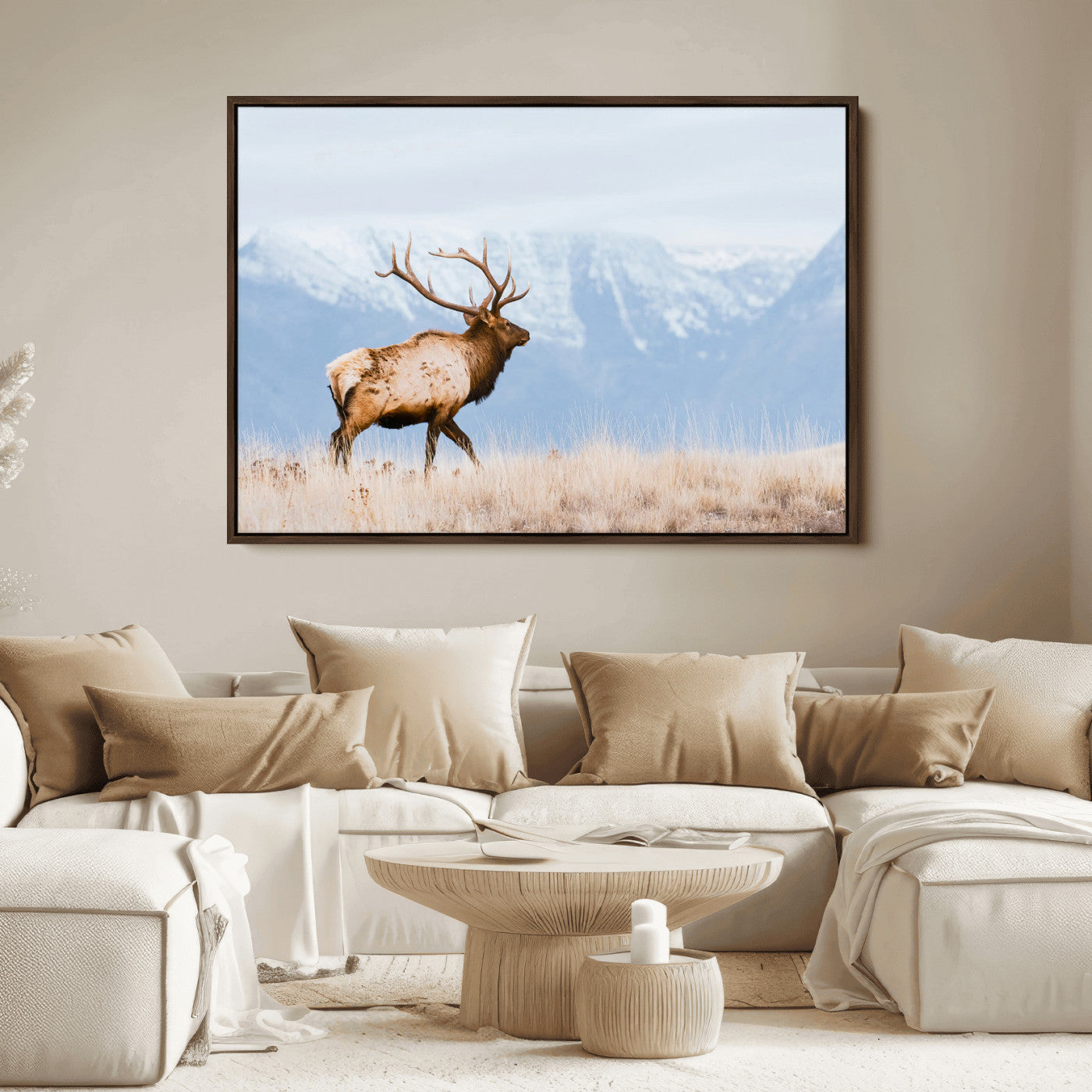 Elk Wall Art Canvas Print – Framed Mountain Wildlife Art