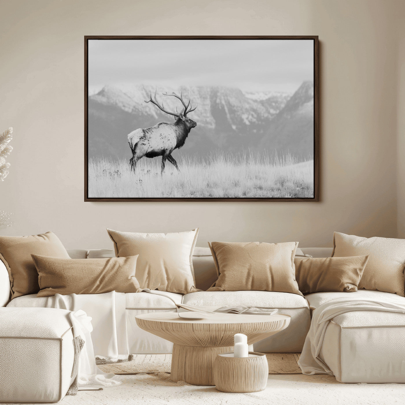 Elk Photography Wall Art Canvas Print, Framed Mountain