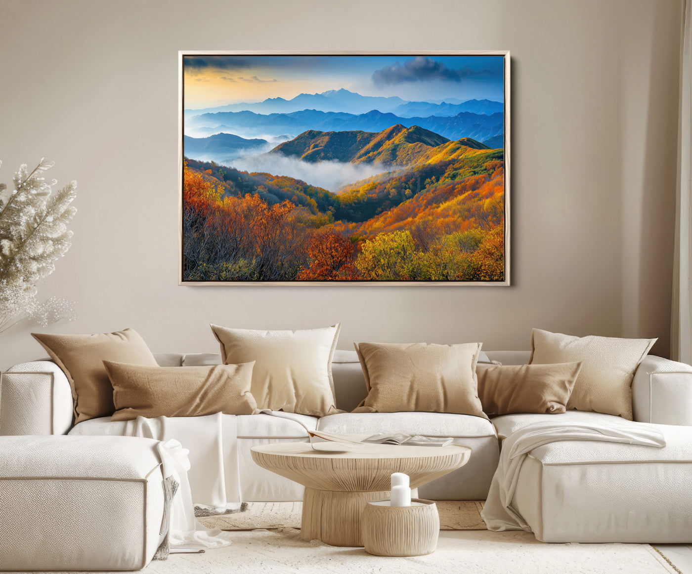 Autumn Mountains Wall Art Canvas Print – Foggy Peaks