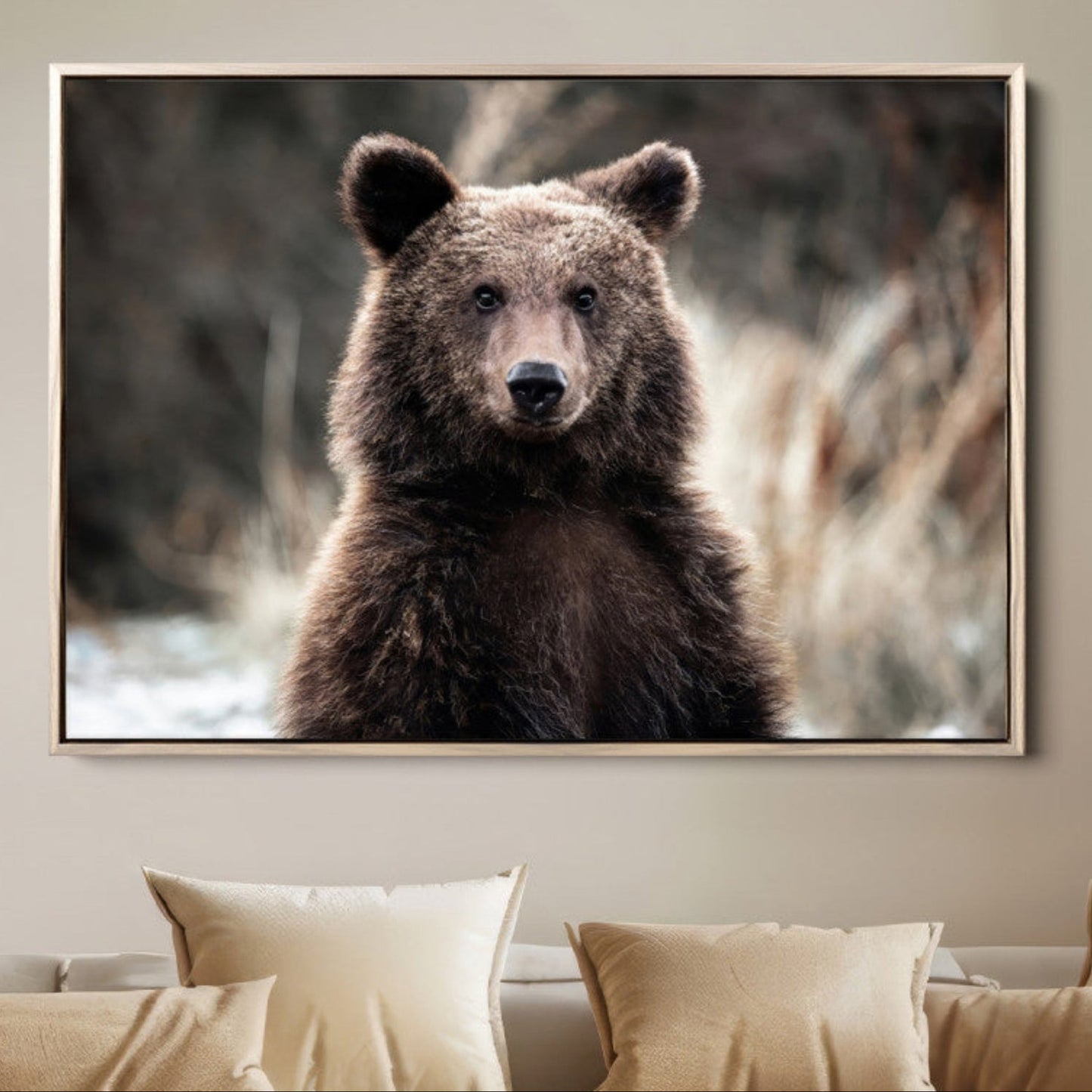 Brown Bear Wall Art Canvas Print – Framed Majestic Woodland