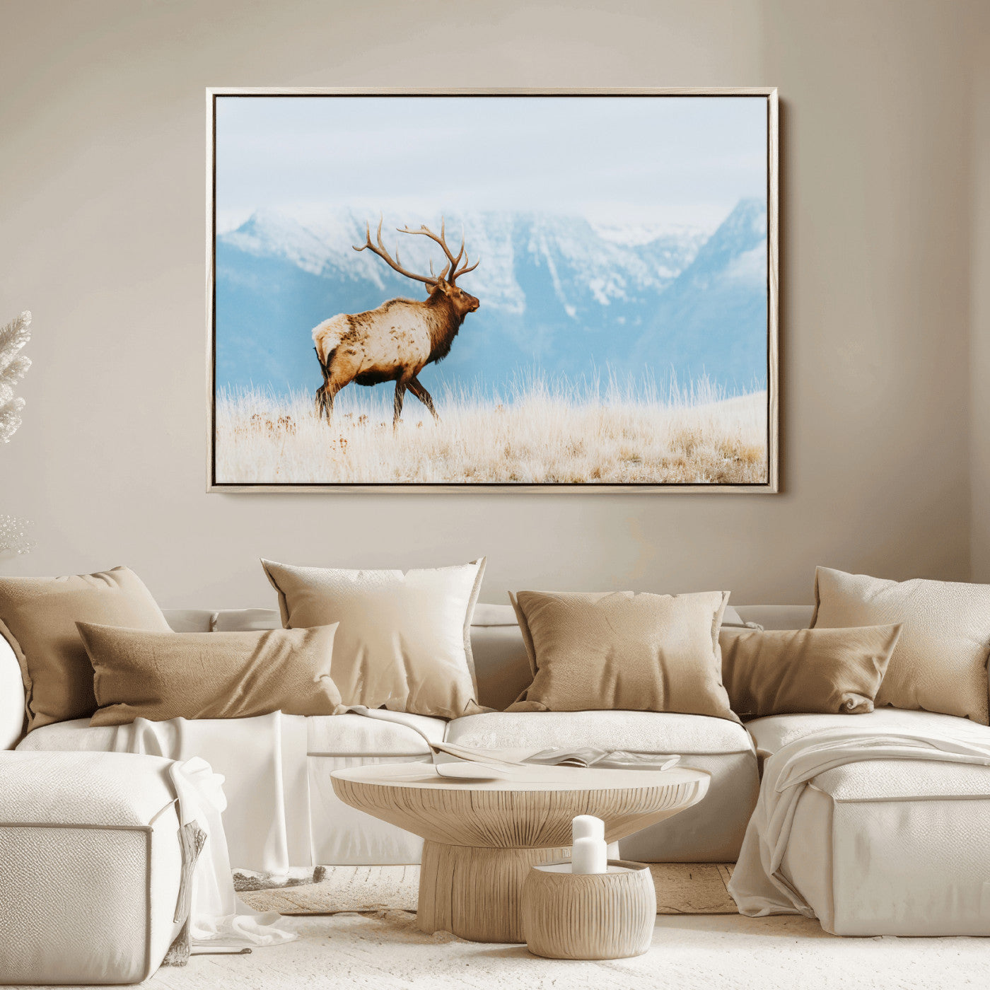 Mountain Elk Wall Art Canvas Print – Framed Rustic Wildlife