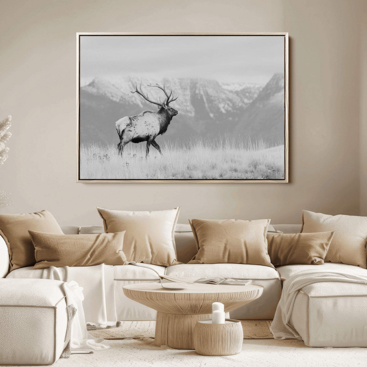 Elk Photography Wall Art Canvas Print, Framed Mountain