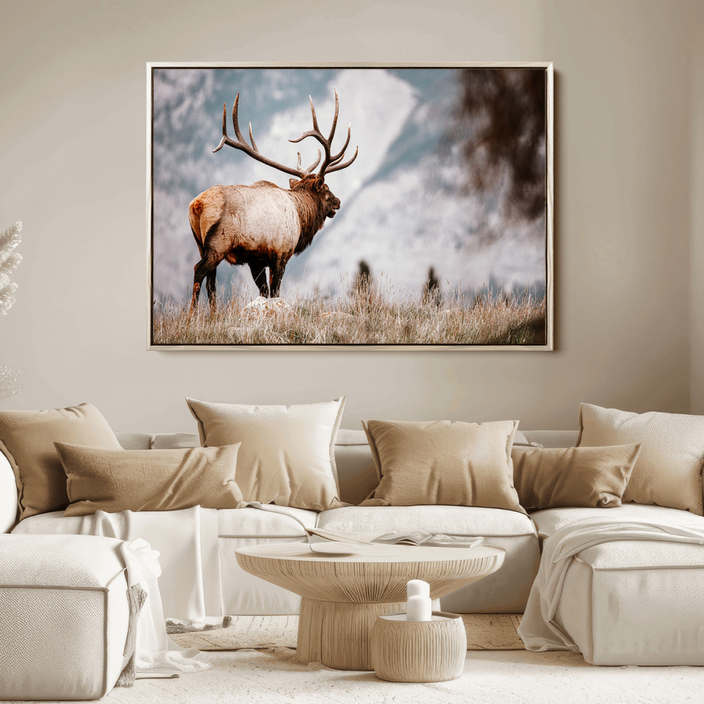 Elk Photography Wall Art Canvas Print – Framed Mountain