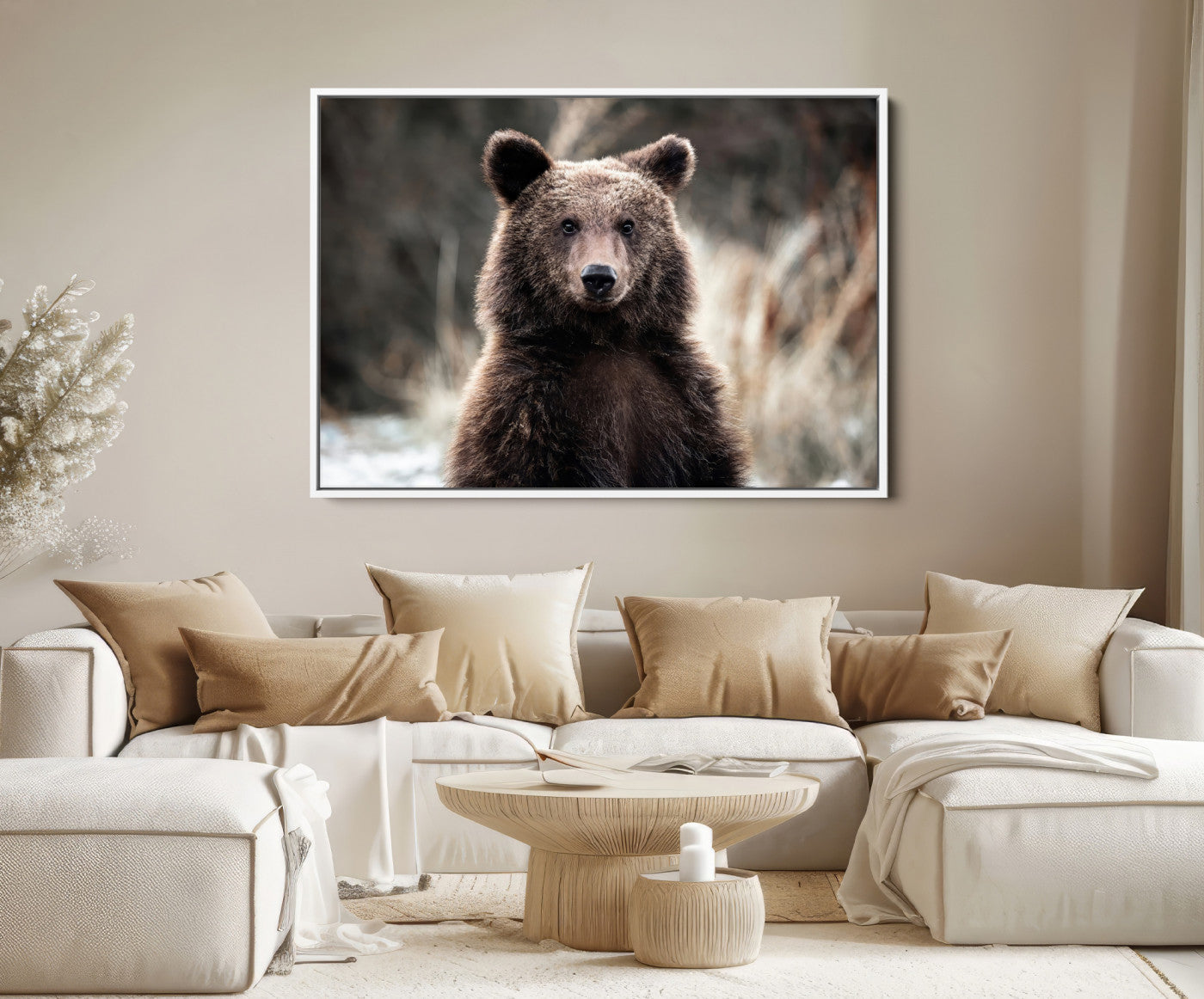 Brown Bear Wall Art Canvas Print – Framed Majestic Woodland