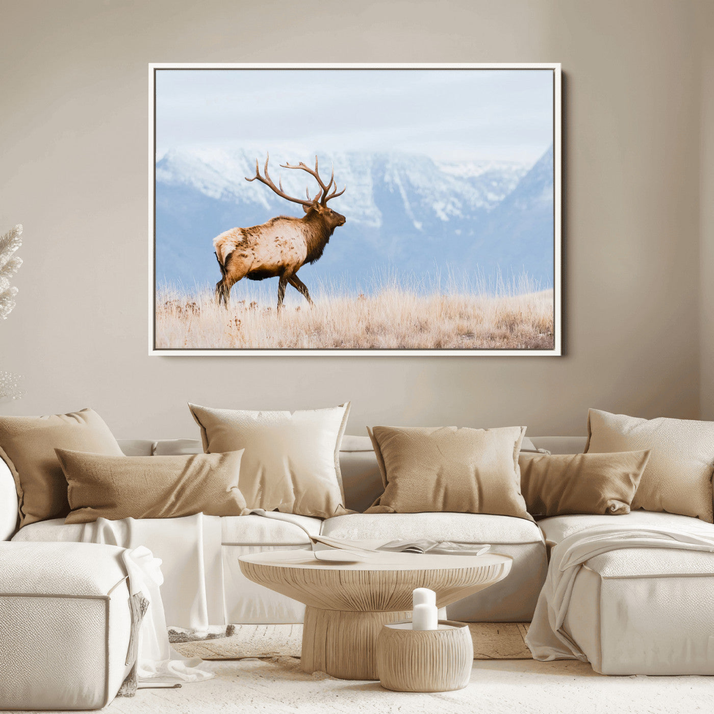 Elk Wall Art Canvas Print – Framed Mountain Wildlife Art