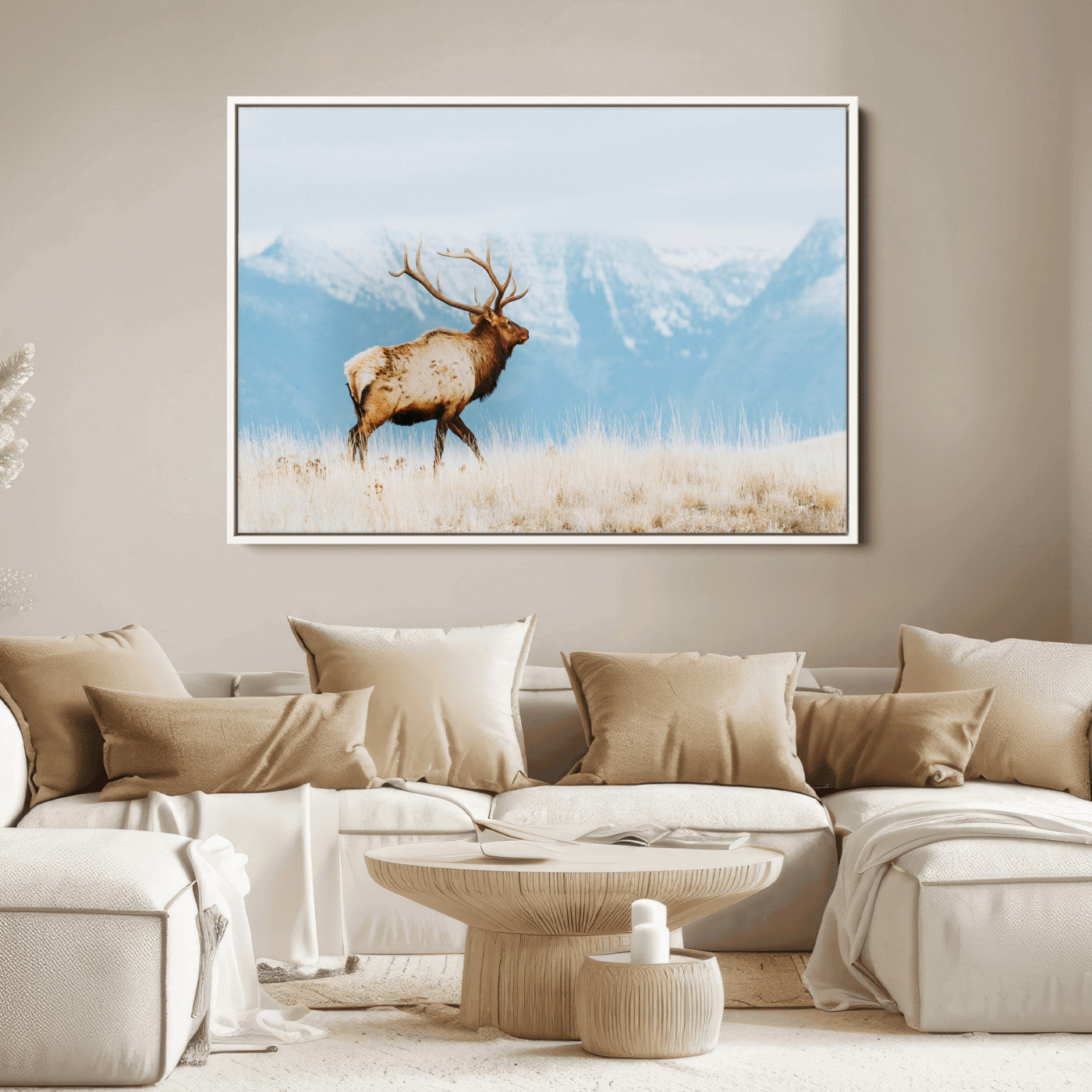 Mountain Elk Wall Art Canvas Print – Framed Rustic Wildlife