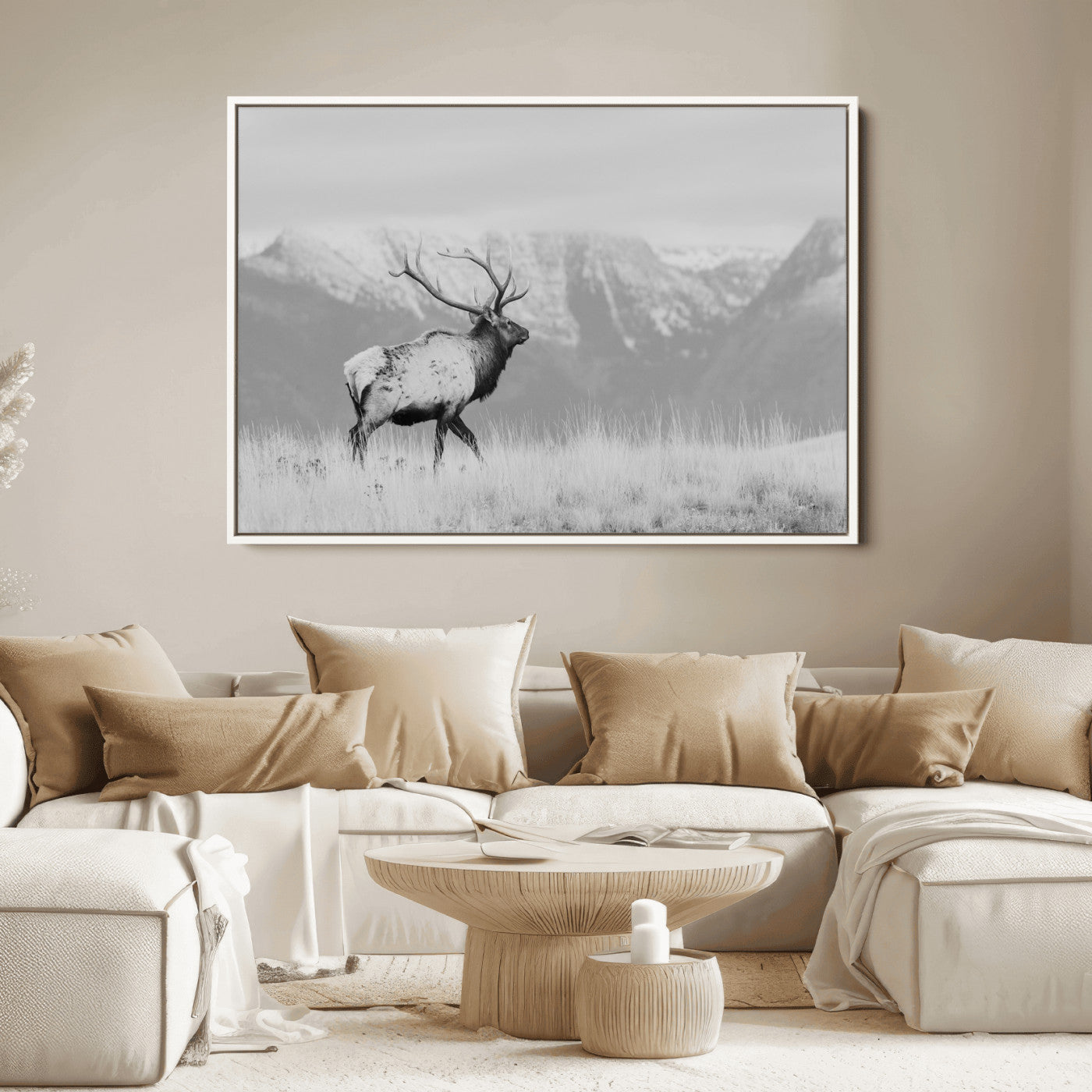Elk Photography Wall Art Canvas Print, Framed Mountain