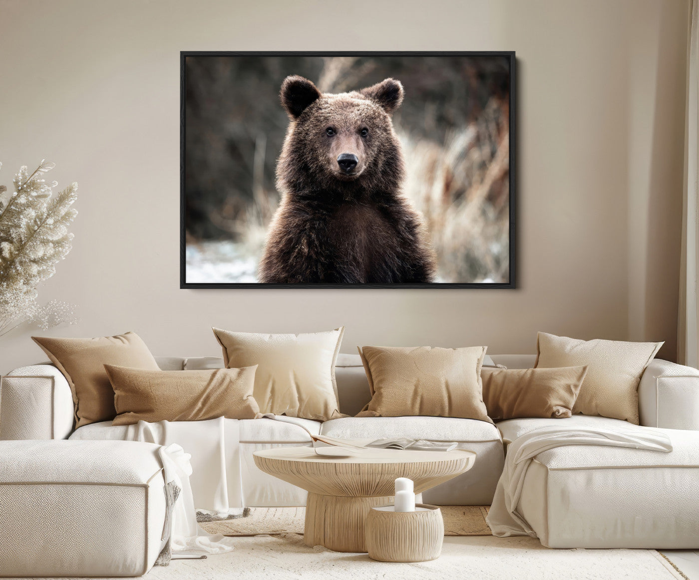 Brown Bear Wall Art Canvas Print – Framed Majestic Woodland