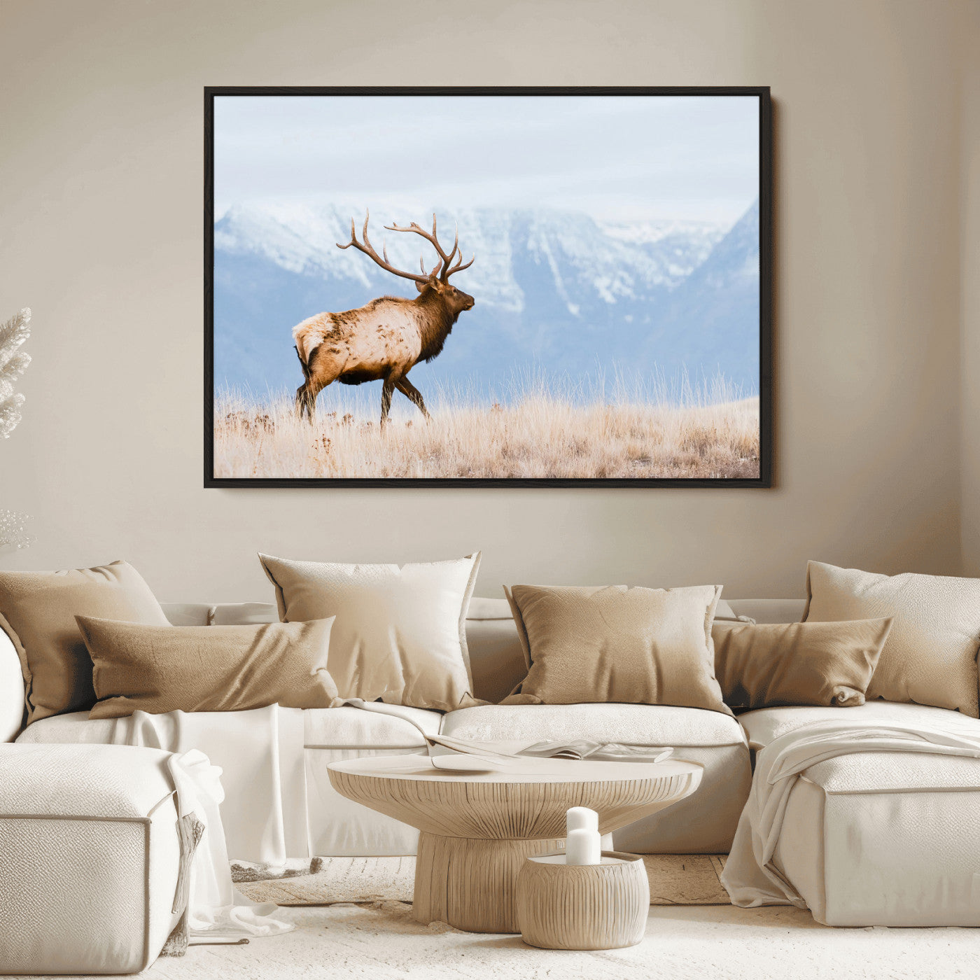 Elk Wall Art Canvas Print – Framed Mountain Wildlife Art