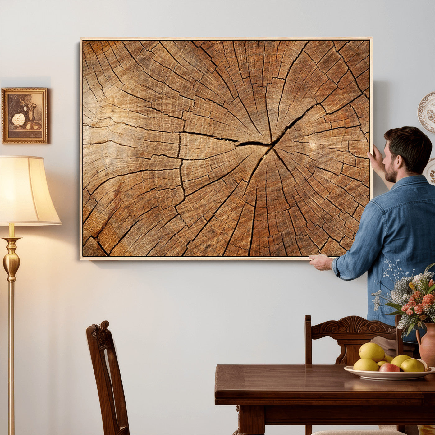 Tree Ring Canvas Art, Rustic Wood Grain Wall Art, Tree Slice