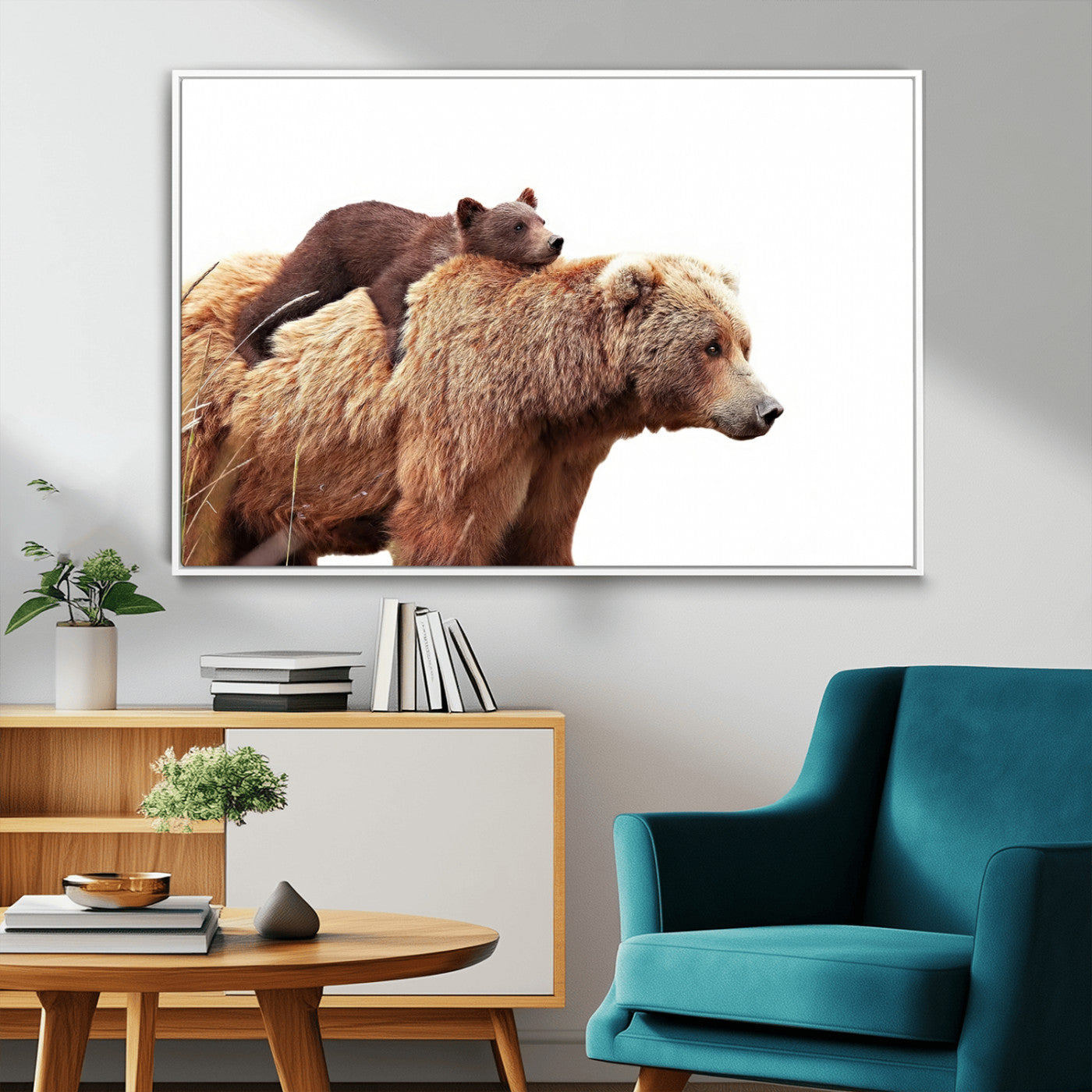 Mother and Baby Bear Canvas Wall Art - Adorable Wildlife