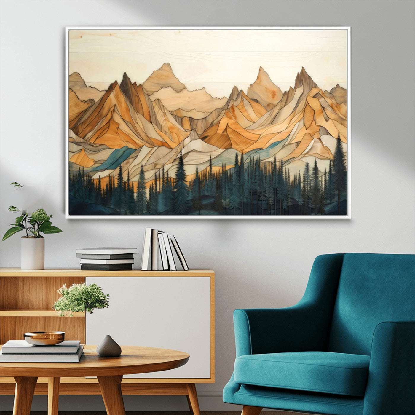 Rustic Wood Mountain Wall Art Print | Triptych Giclee Print