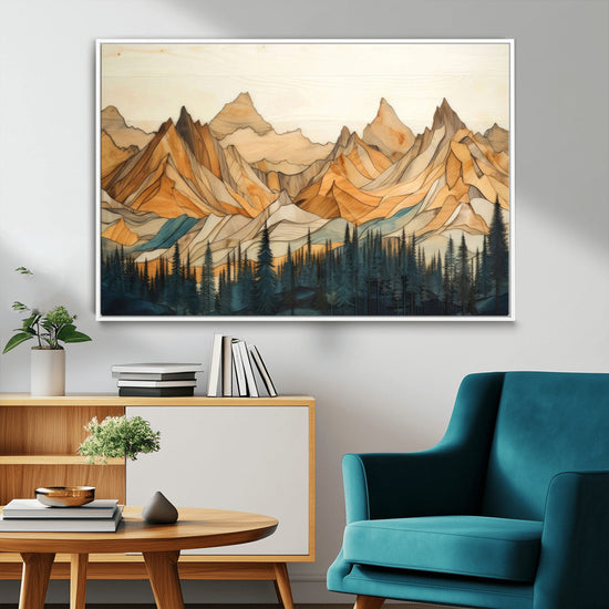 Rustic Wood Mountain Wall Art Print | Triptych Giclee Print
