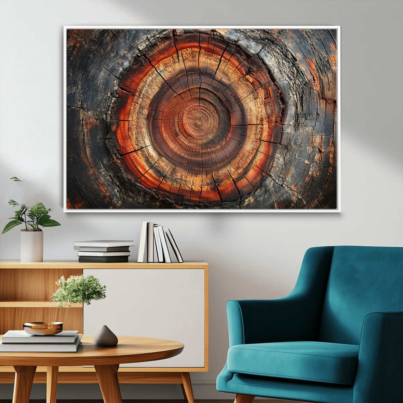 Wood Grain Canvas Wall Art - Framed Abstract Tree Ring