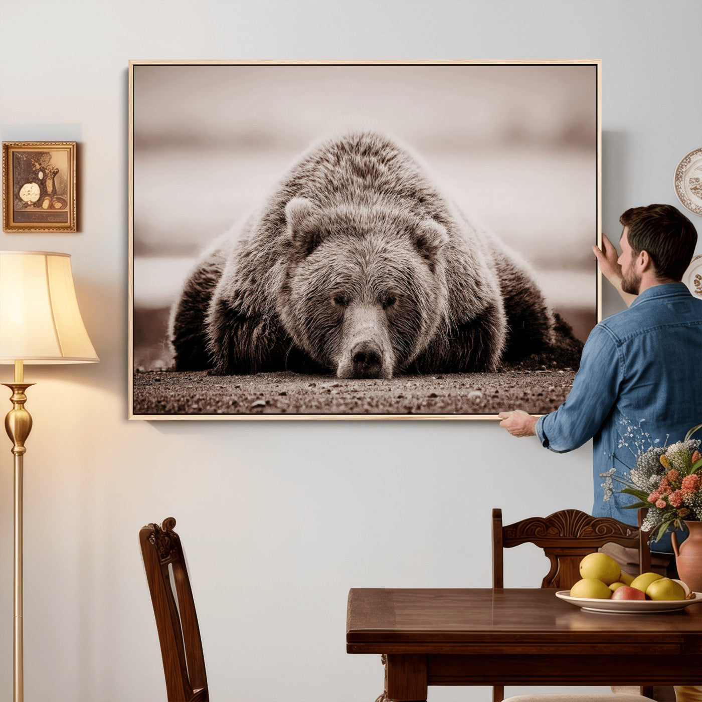 Grizzly Bear Wall Art Print - Bear Canvas Wall Art - Rustic