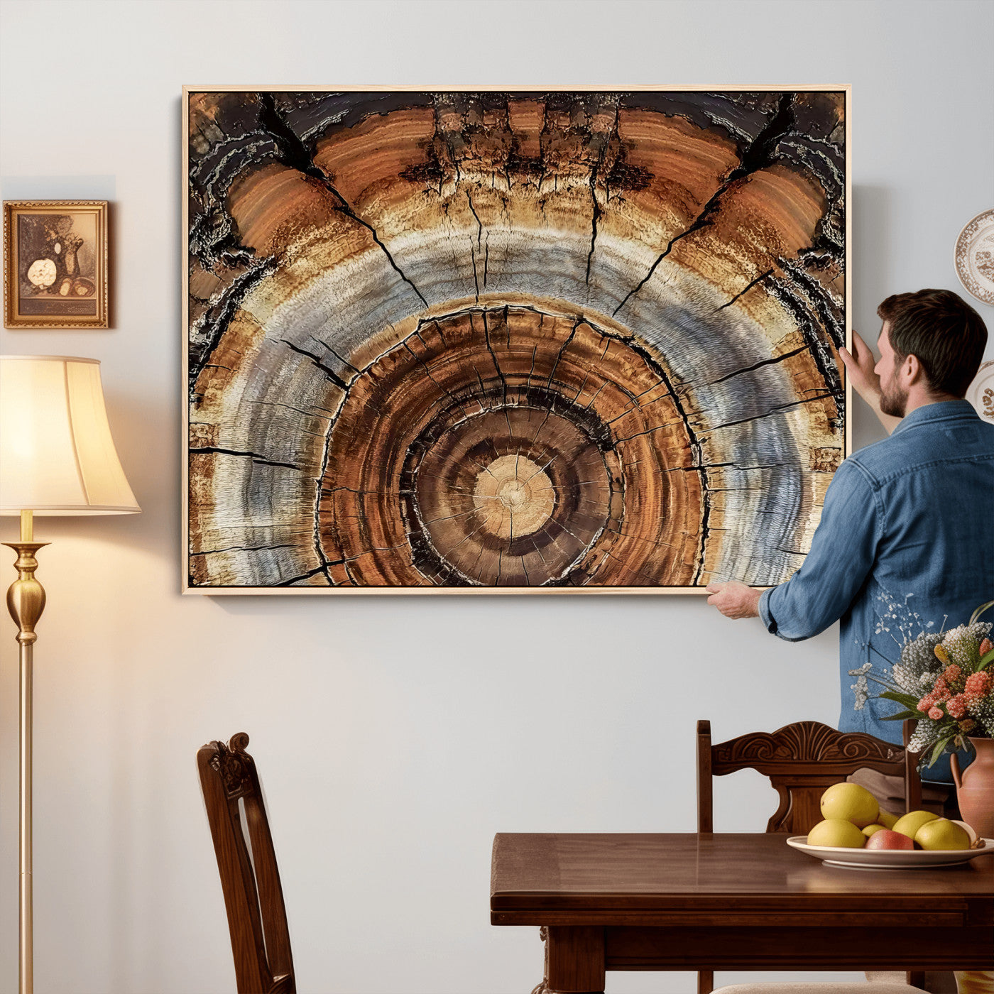 Tree Rings Wall Art Canvas Print – Rustic Wood Texture