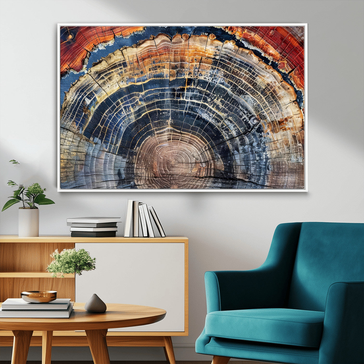 Tree Rings Wall Art Canvas Print – Framed Petrified Wood