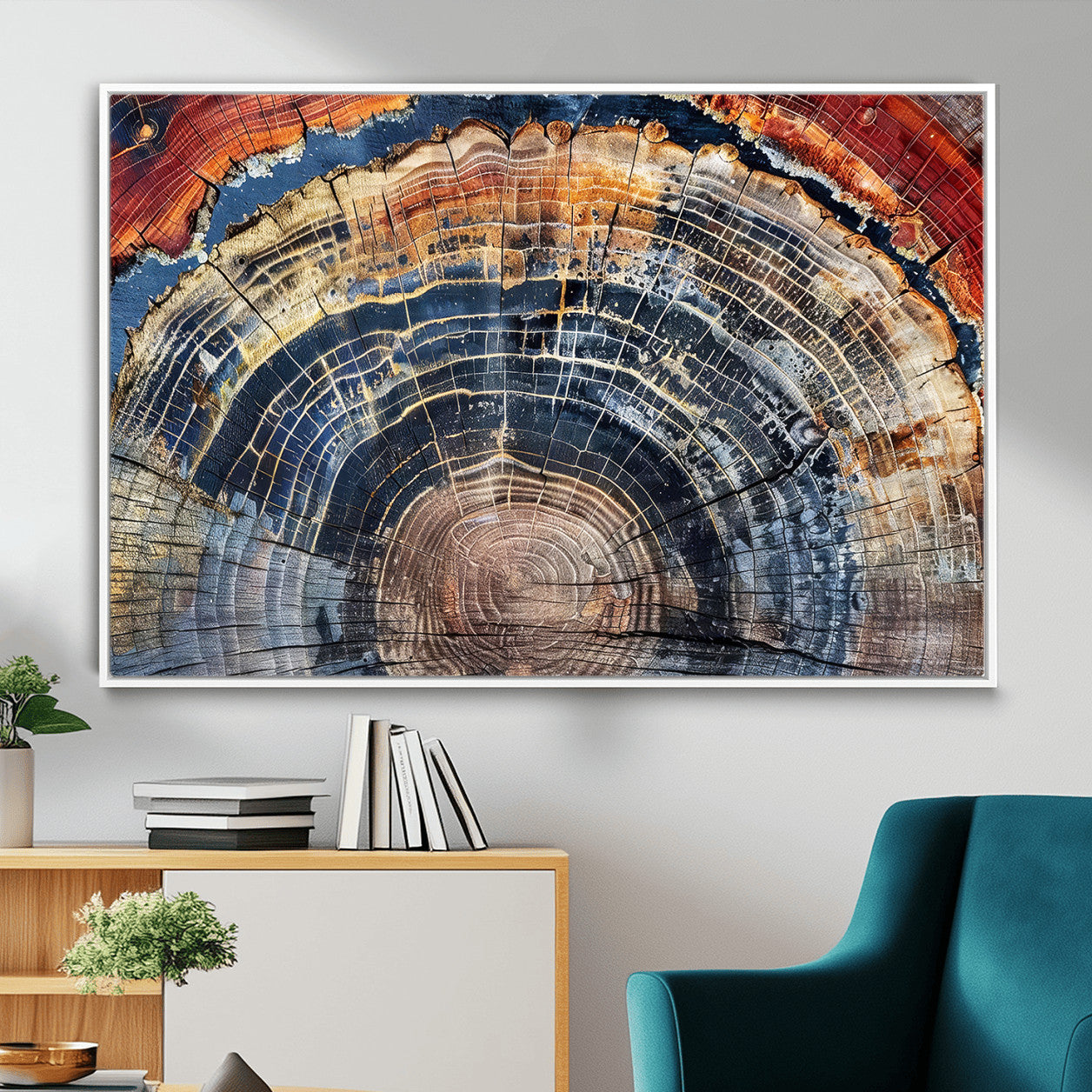 Tree Rings Wall Art Canvas Print – Framed Wood Art Picture