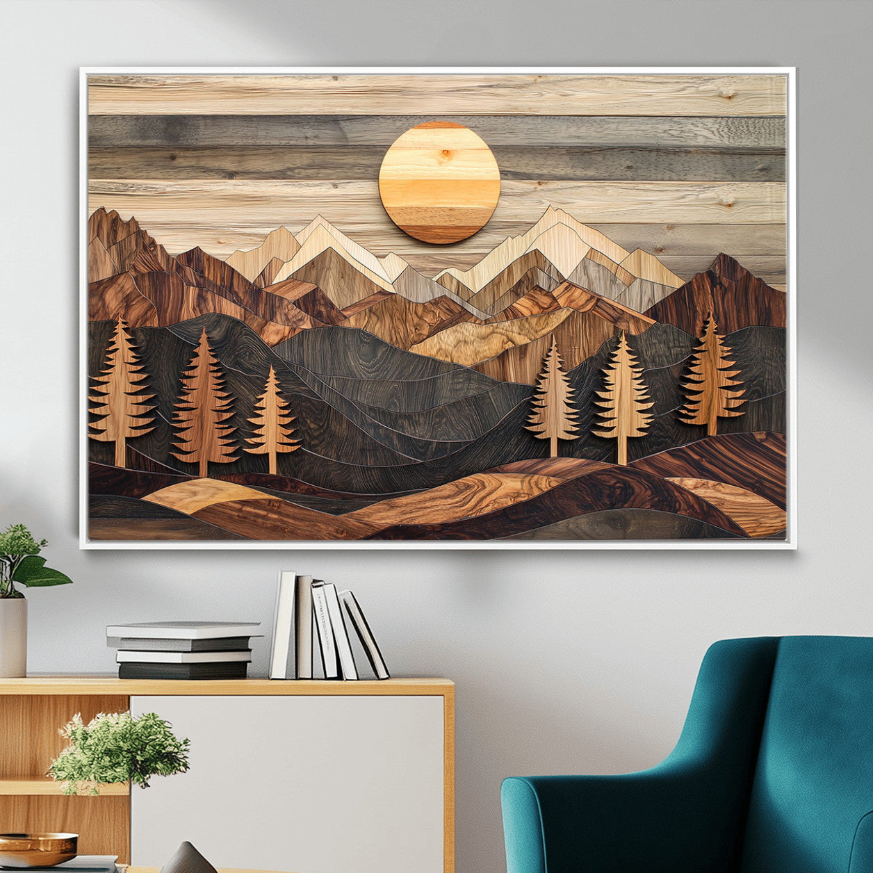 Wood Mountain Wall Art Canvas Print – Layered Forest and