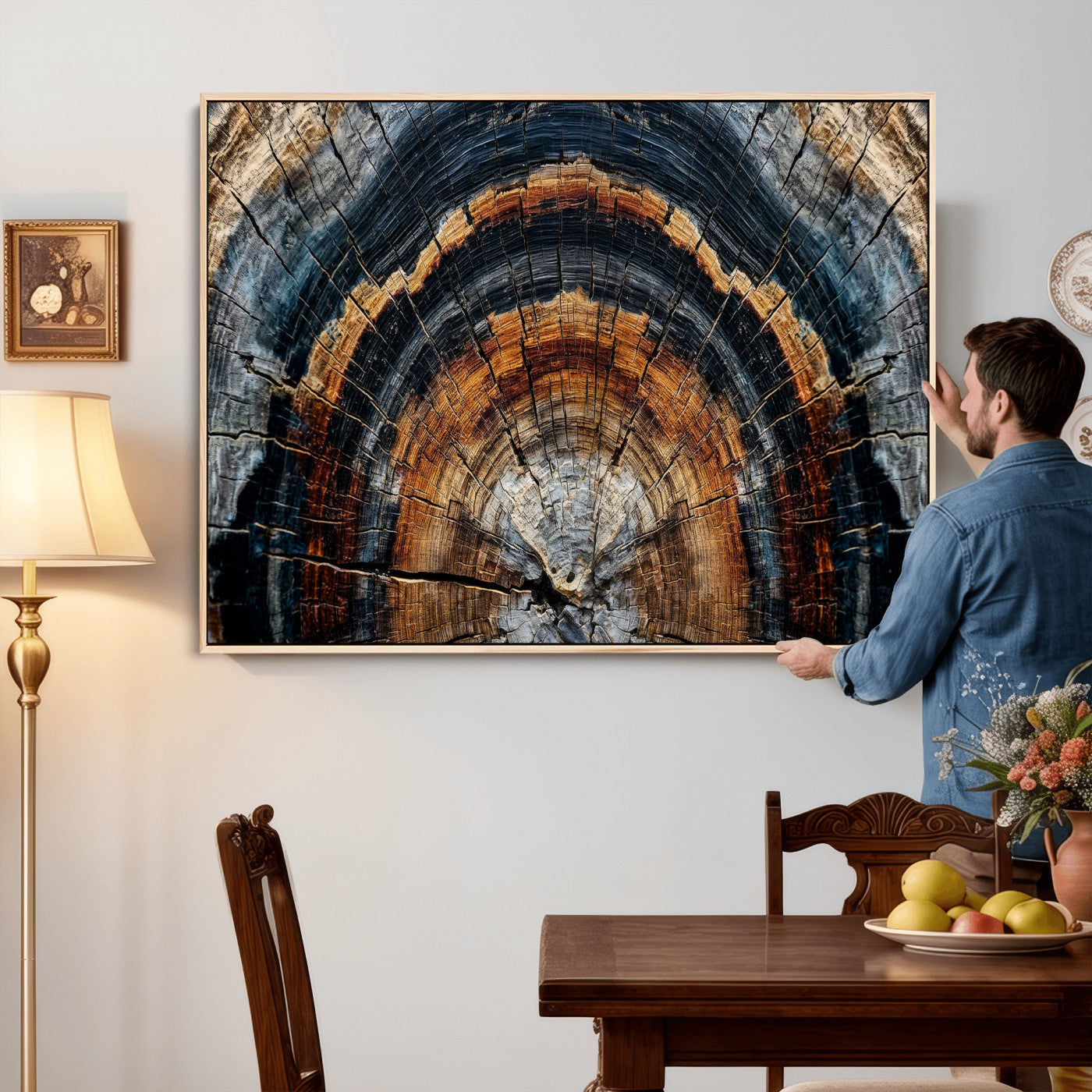 Abstract Wood Grain Canvas Print, Tree Ring Pattern Wall
