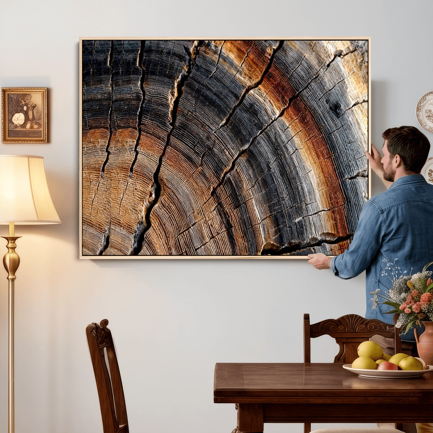Abstract Tree Ring Wall Art Print – Natural Rustic Wood
