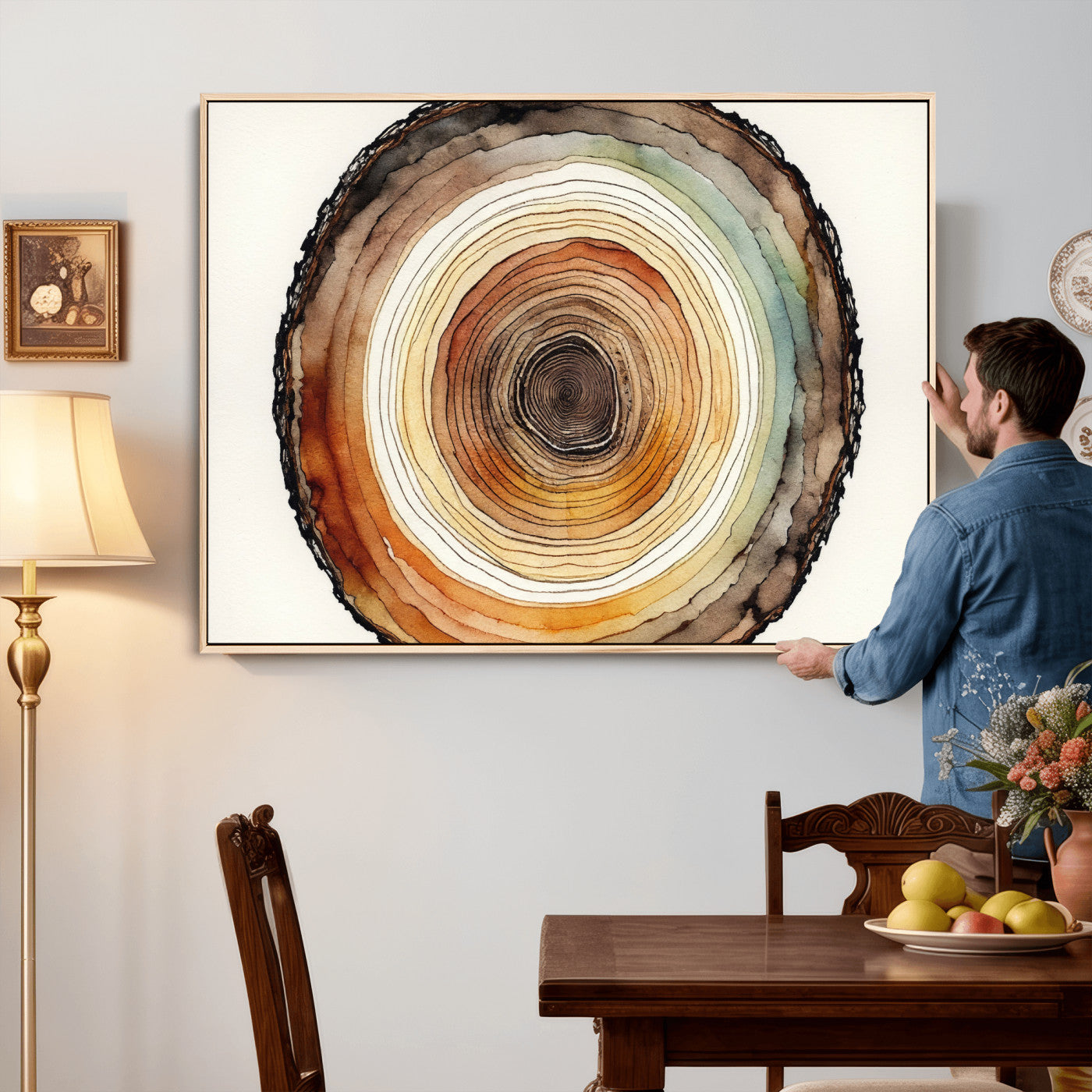 Natural Wood Slice Wall Art Canvas Print, Tree Ring Wall