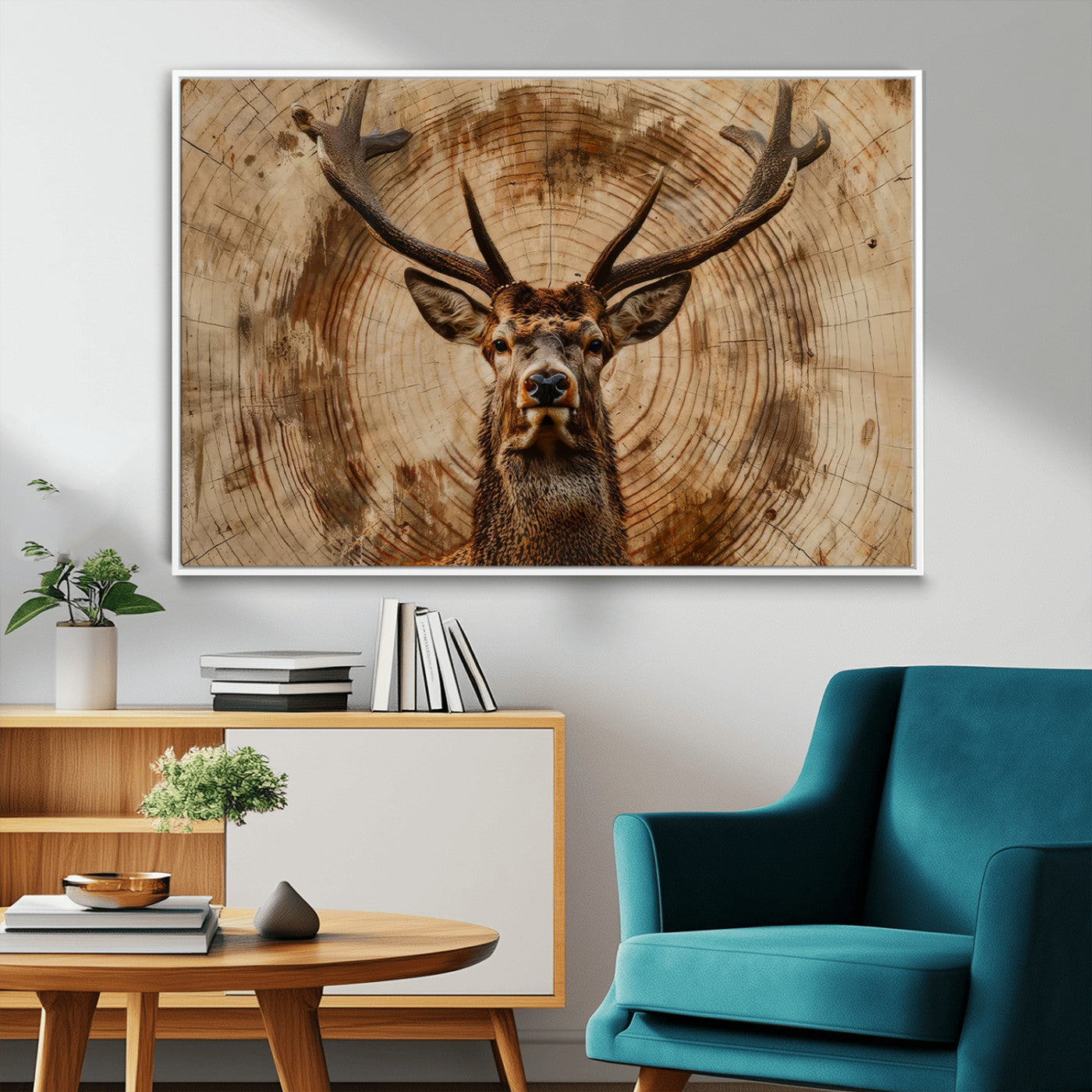 Wood Abstract Deer Wall Art | Rustic Wildlife Canvas Print |