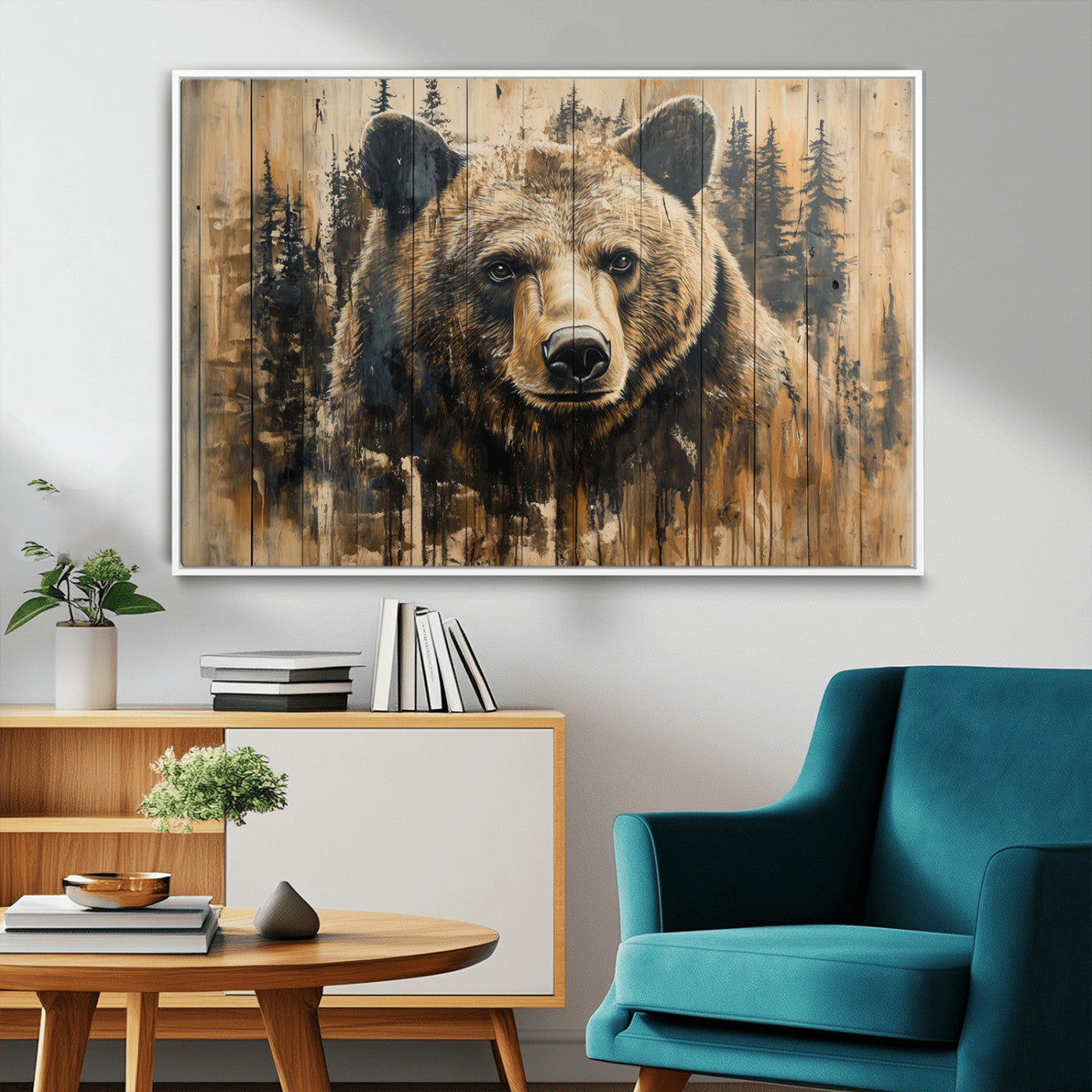 Majestic Grizzly 399 Bear Wall Art | 3-Panel Rustic Canvas