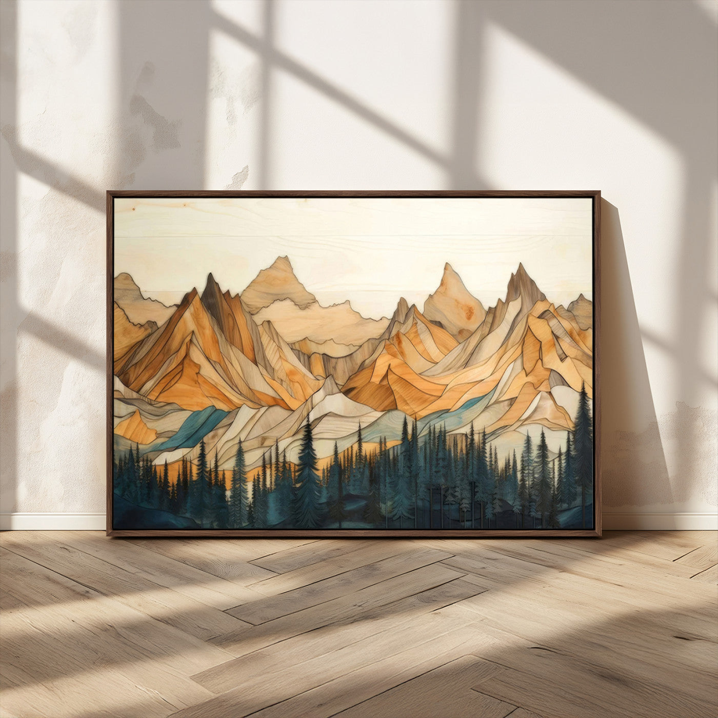 Rustic Wood Mountain Wall Art Print | Triptych Giclee Print