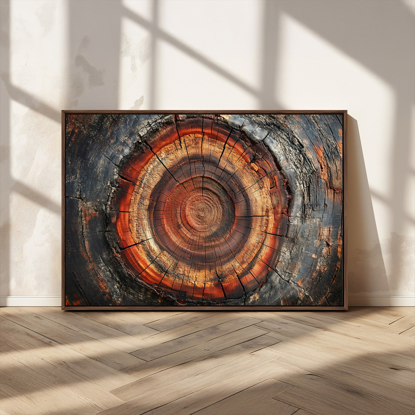 Wood Grain Canvas Wall Art - Framed Abstract Tree Ring